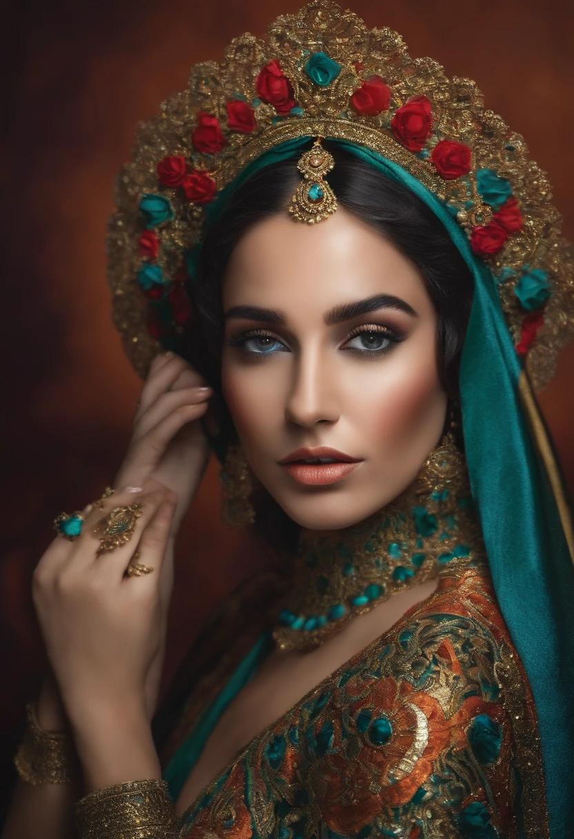 (Obra maestra, La mejor calidad), 1girl, quimono, Parte superior del cuerpo, maquillaje, adorno para el cabello, cabello negro,