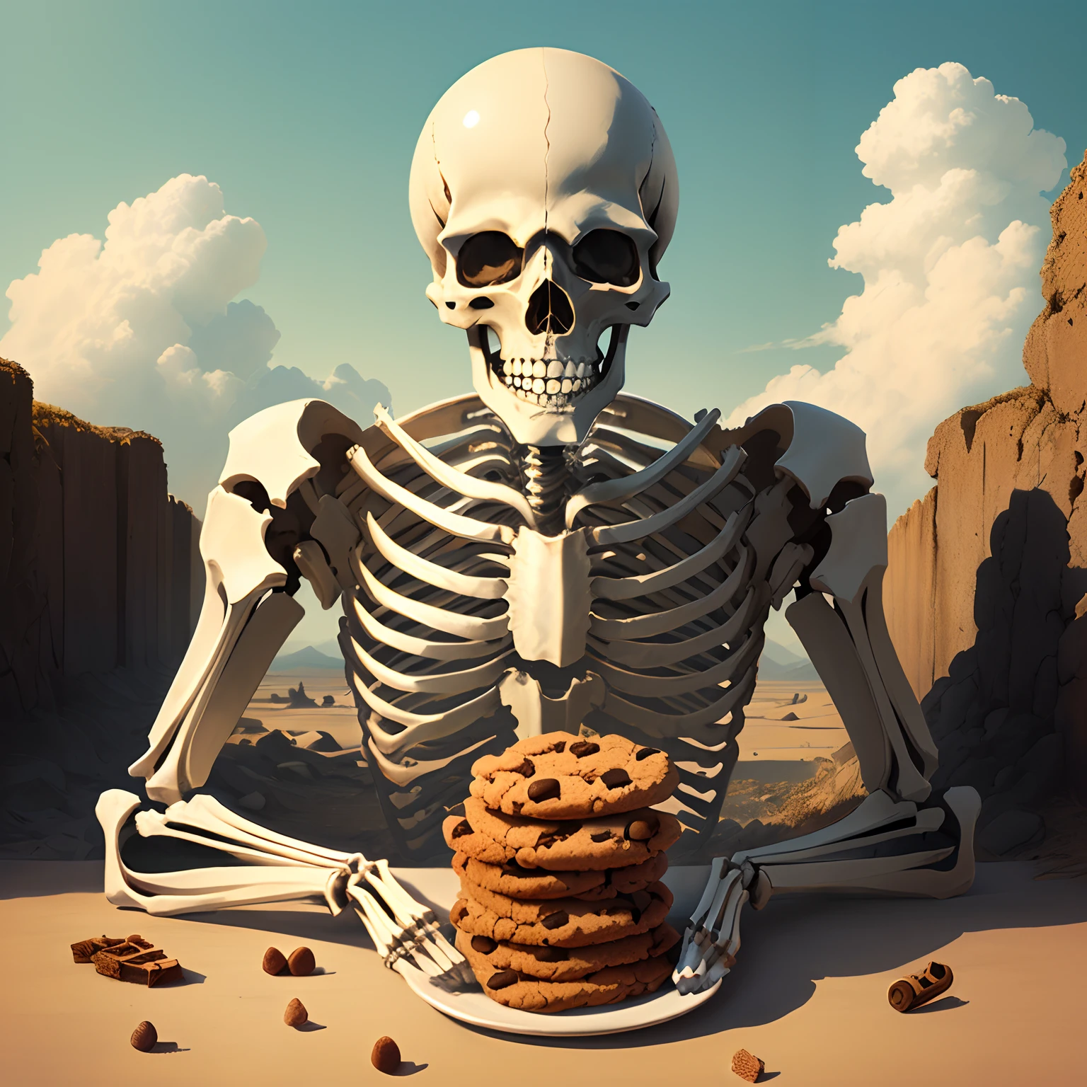 Skeleton made of cookies Ghibli style