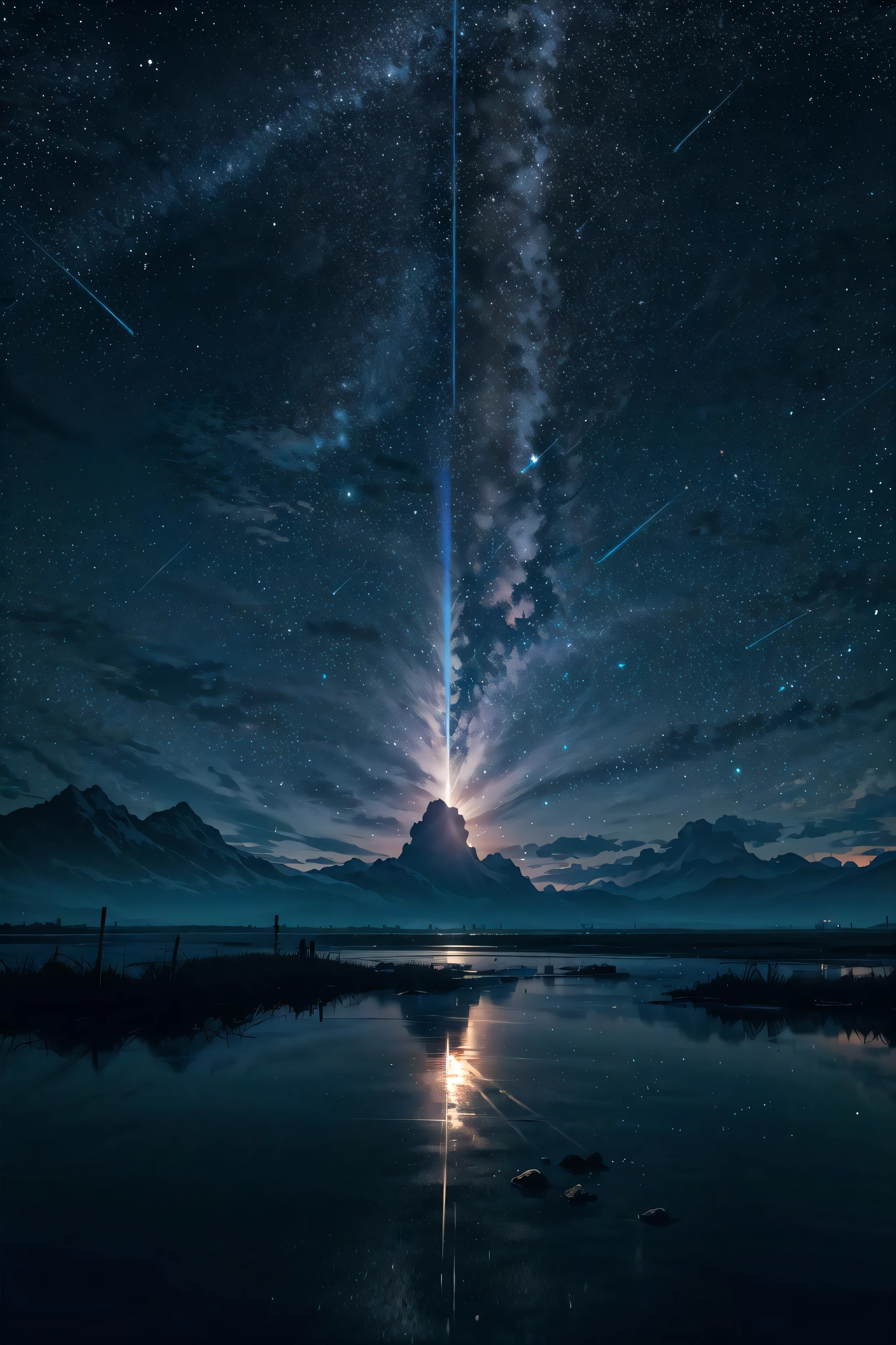 [(starry sky background:1.5),::5],
mid shot, 
//
masterpiece, high quality, highres, cinematiclighting, Sense of epic, Rich in details, depth of field, reflection light, god rays,