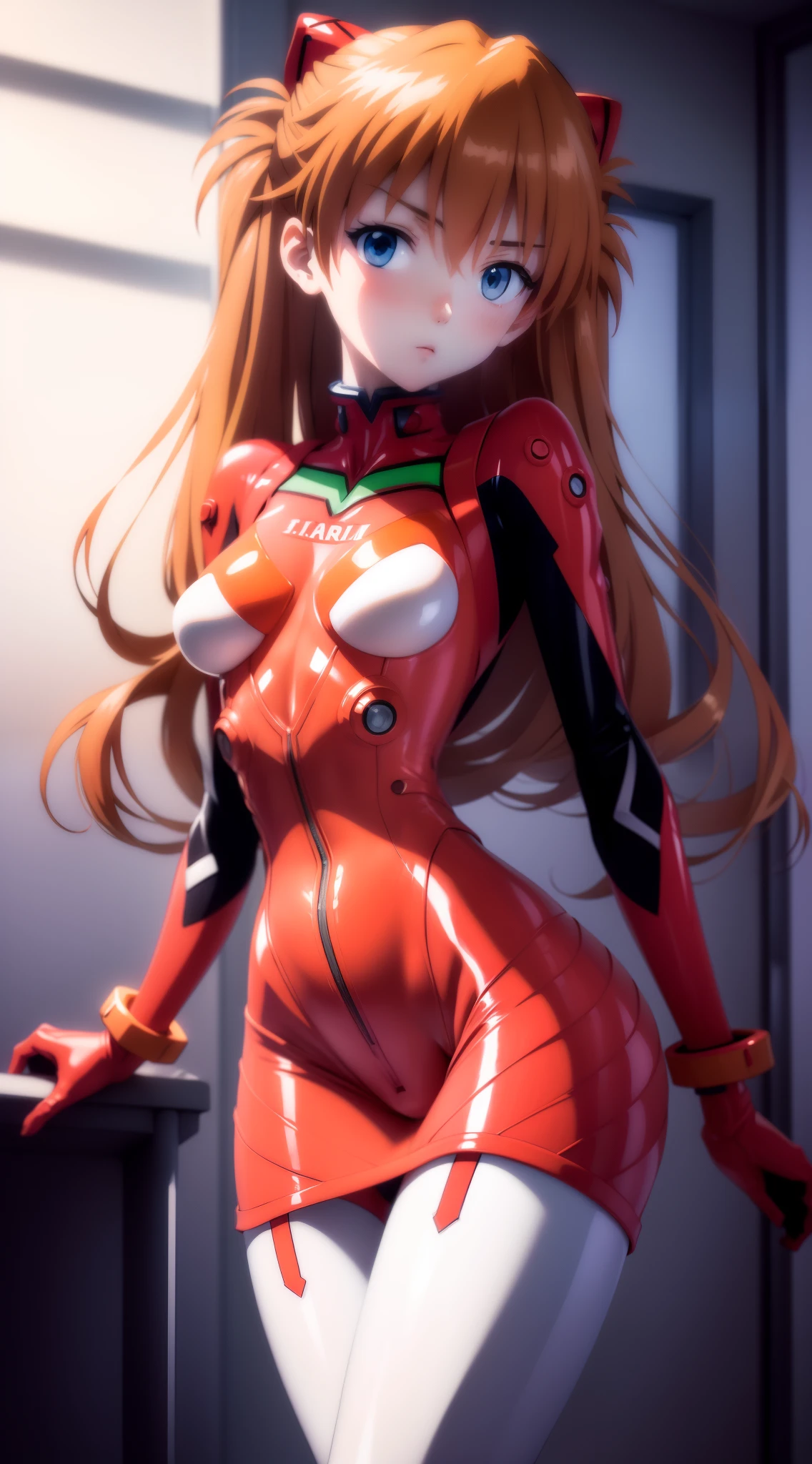 Real Images、sexypose、rialistic photo、Top image quality、a miniskirt、White panty、Ultra mini skirt、a miniskirt、Wharf Pose、Panties are white、Close-fitting clothing、Asuka.Langley,plugsuit、Ultra Mini Skirt Suit、Kamimei、Four strands、
