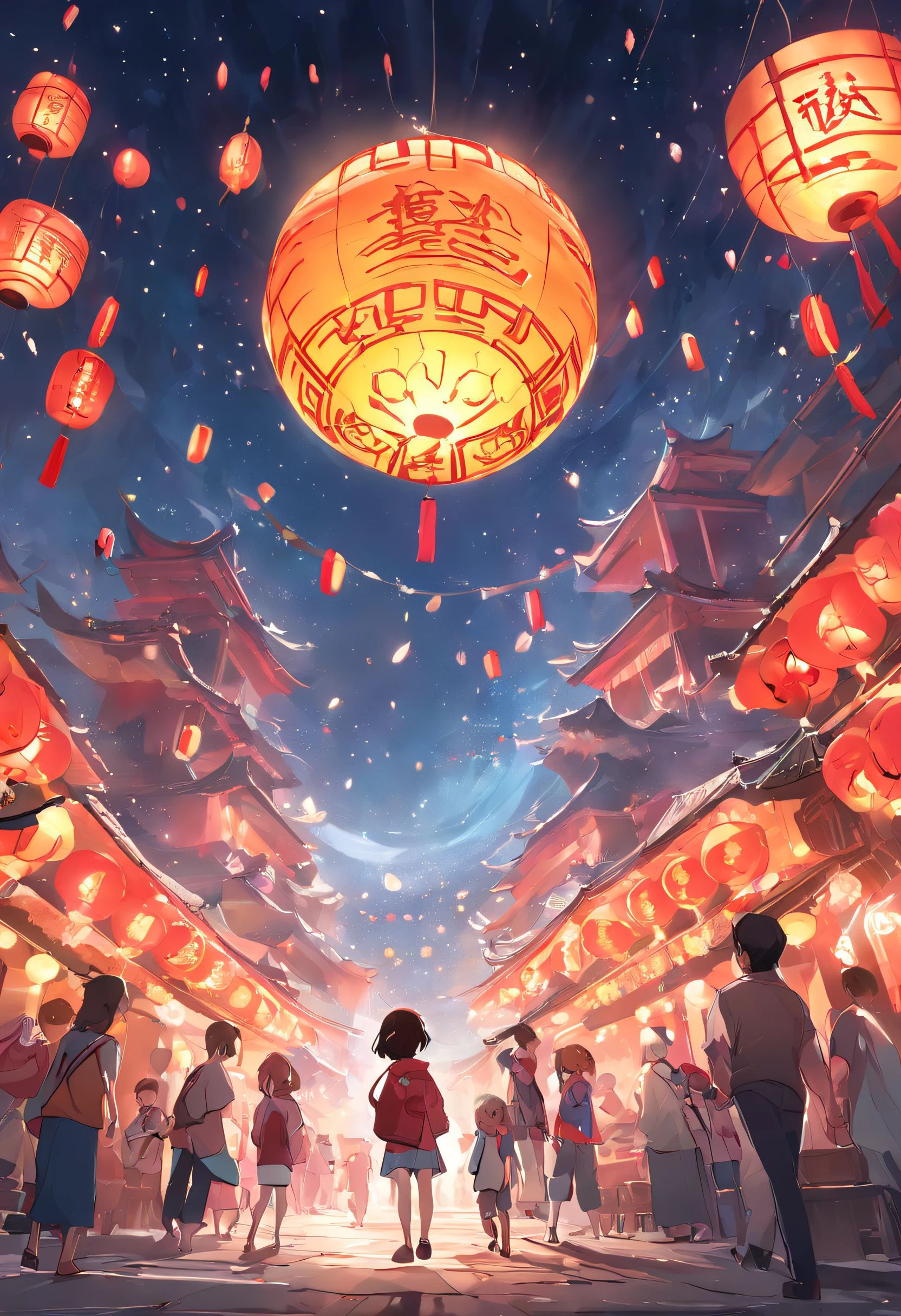 Mooncakes with the inscription "eRUBIK," the Mid-Autumn Festival in Vietnam, and children enjoying themselves，Bright moon，best qualtiy，3D modeling rendering，C4D style，wide wide shot，8K，
