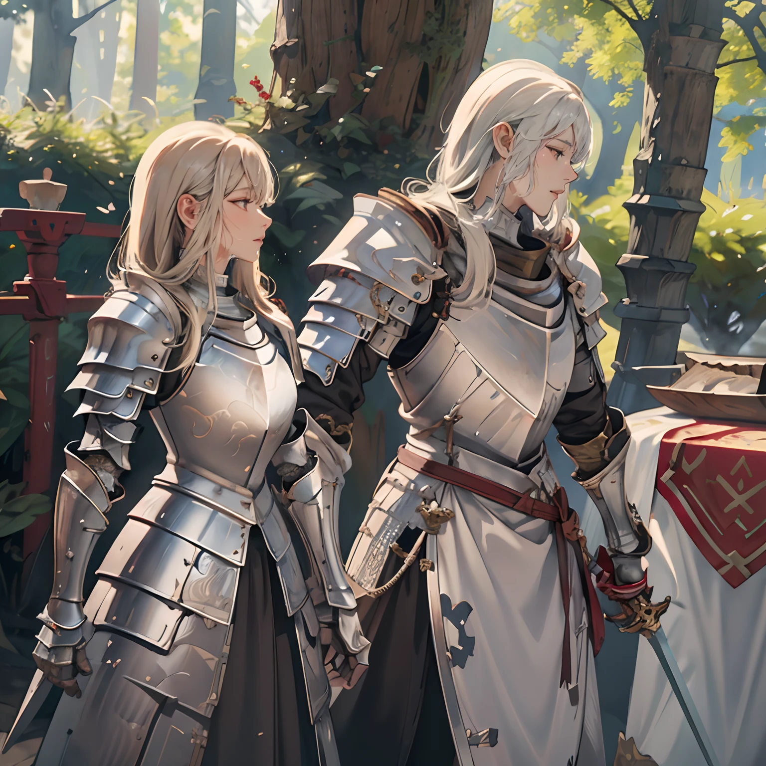 Women in Their 20s、1 persons、a close up of a woman in armor holding a sword, armor girl, Female knight, large full breasts、full armor, full armor, Gorgeous Female Paladin, Female knight, of a beautiful female knight, Beautiful armor, Plump、full armor, Armor exposure, Gorgeous full-body armor, stunning armor, Trending on ArtStation pixiv, beautiful female knight、in woods、lake、holding a greatsword、Great Sword of Steel、Staring at me