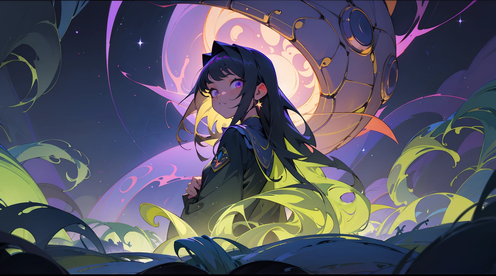tmasterpiece,Best quality at best,highly details, Ultra-detailed 8K, 超高分辨率,kosmos,starlights,Huge algae,Cthulhu,tentaculata,starrysky,black hole,Bask in starlight,perfect compositions,Purple eye,Black-red and purple background,Faraway view