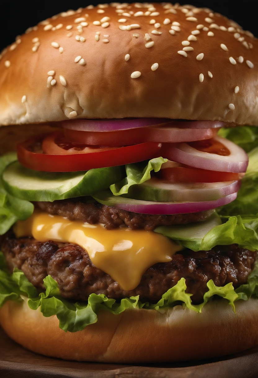 A hamburger with a face