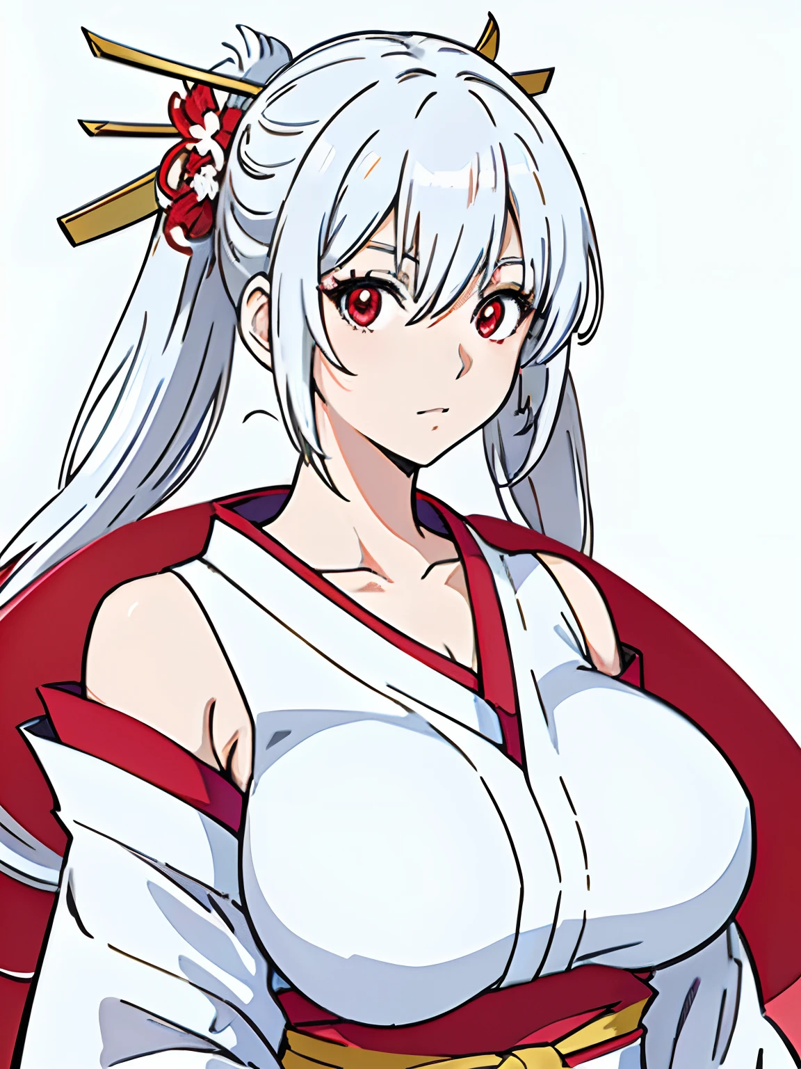 ((masterpiece, best quality)), (1girl, anime girl in the hot spring),(mature), (solo), (female focus), (white hair, twintail),red eyes, ((white kimono, exposed kimono)), ((huge breasts, shining breasts)), elegant, exposed shoulder, open shoulder, collarbone, portraits, close up, upper body, spring background