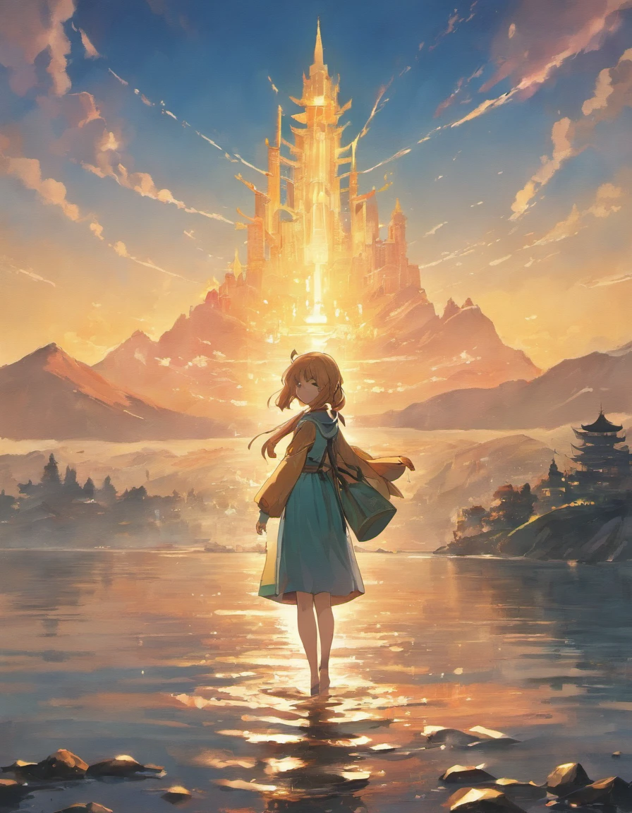 Draw boats in lakes with mountains and sun,dreamlike digital painting, fantasy digital painting, fantasy. gondola boat, Chinese style painting, digital cartoon painting art, glossy digital painting, Chinese painting style, Digital fantasy painting, 8k resolution digital painting, 8 k resolution digital painting, Fantasy landscape painting, A beautiful artwork illustration, 4 k digital painting