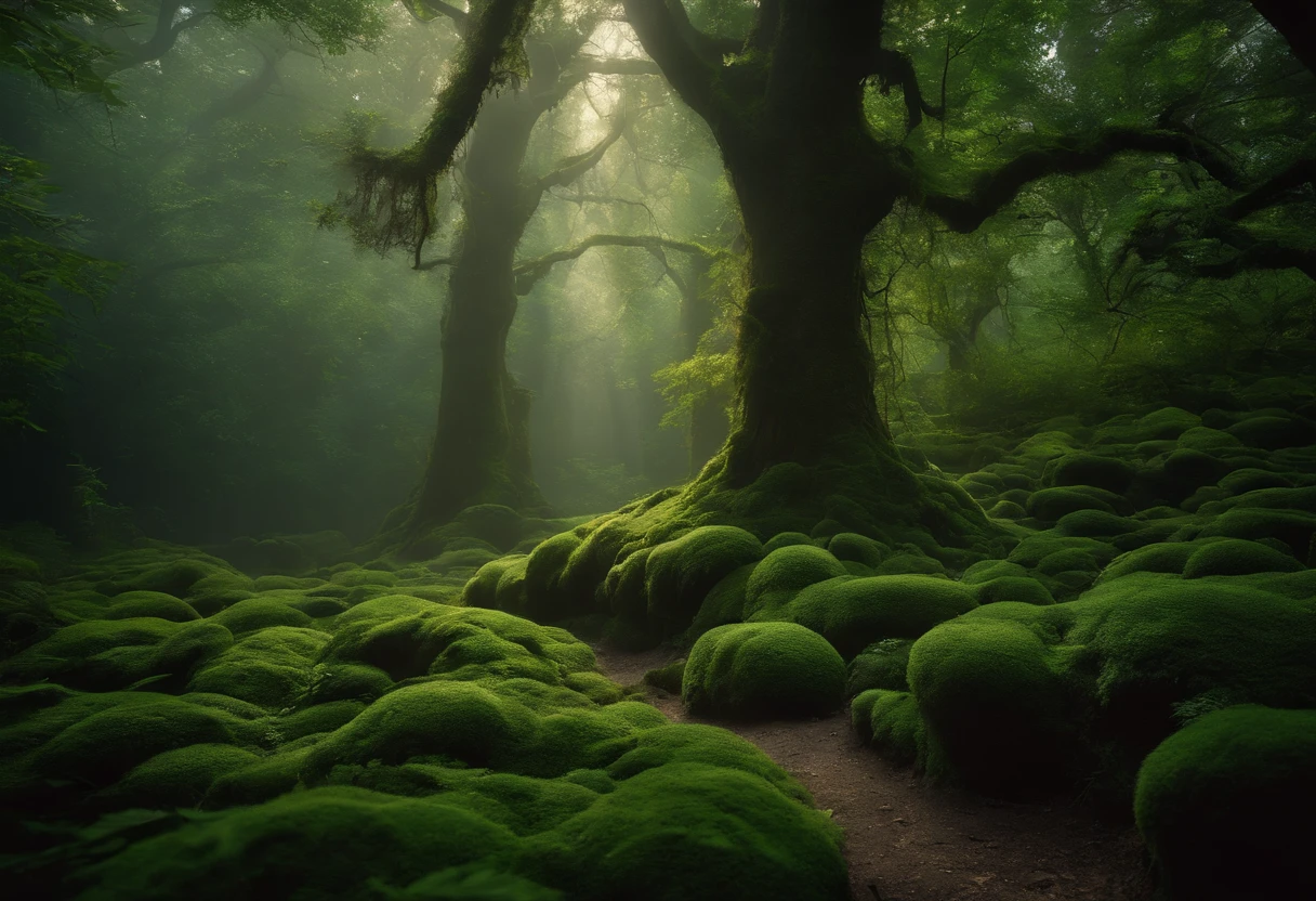 hidden magical academy nestled within a enchanted forest. The lush vegetation thrives, adorned with vibrant moss, ferns, and other mystical plants. The air is damp, filled with the scent of earth and the gentle touch of sunlight filtering through the dense canopy. The Dindar effect adds a touch of magical brilliance, creating an ethereal atmosphere. Wisps of mist dance around, adding an aura of mystery. The forest floor is muddy, bearing witness to the ebb and flow of magical energies.
enchanting atmosphere, green hues, dream-like composition, Nikon Z7 II camera, Fujifilm Provia 100F film, 50mm lens, soft focus, J.K. Rowling, Hayao Miyazaki, Neil Gaiman, Alexander McQueen, Elie Saab