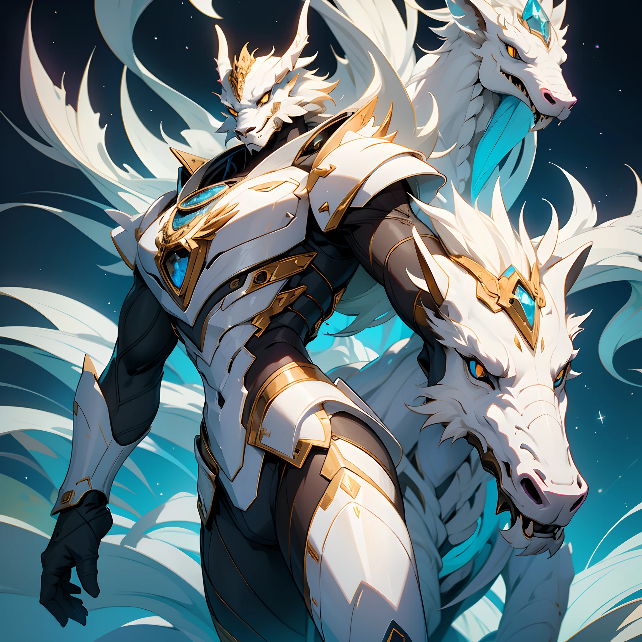 White Jeweled Beast, Synthetica, masterpiece, best quality