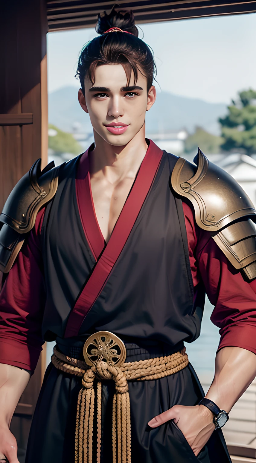 (((Men only))), ((head shot)), ((Pietro Boselli)), (wearing SAMURAI costume from Japan), (Japanese samurai had a distinctive appearance with traditional armor, swords, topknots, and often wore robes), ((Handsome muscle man in his 20s)), (Big smile), (detaile: 1 in 1), Natural muscles, HIG quality, beautidful eyes, (Detailed face and eyes), (Face、: 1 / 2), Noise, Real Photographics、... ......................................................................................................................PSD, Sharp Focus, High resolution 8K, realisitic & Professional Photography, 8K UHD, Soft lighting, High quality, Film grain, FujifilmXT3