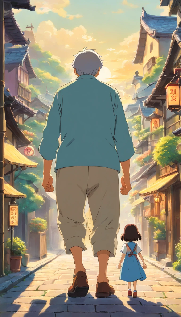 The uncle returned to his hometown with his daughter