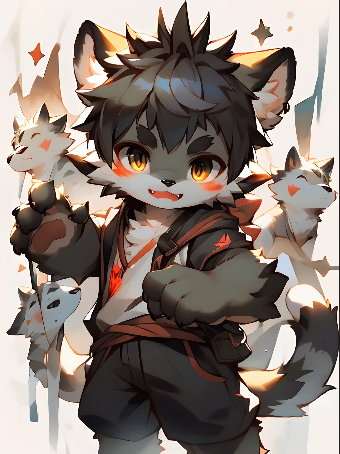 A high resolution, Top quality,, Unbeatable masterpiece, Perfect artwork, absurderes, Perfect anatomy(Highly detailed beautiful face and eyes)(Libido boy, komono, solofocus)(Fluffy)(furry anthro:1.7)(hairy bodies, dog facial features, dog body features)(very detailed body fur)full bodyesbian, Dynamic pose,((author:Puinki,By Artists:1.2),(author:Unreal Land,author:Sumi Kuroi,author:Milk Tiger 1145,author:Morkey,(author:Xia Huaiting:0.8),(by Pino Daeni:0.8),Cubs,toddlers