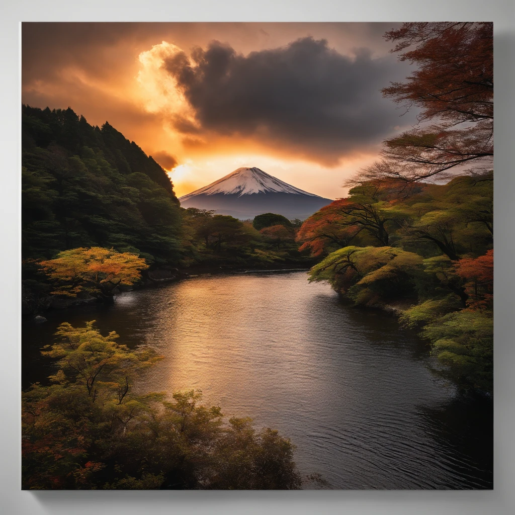 Master Parts、Superior Quality、superior image quality、The 8k quality、Beautiful photos of lightning、magnifica、(Mt fuji:1.25)、Dramatic Lightning:1.9