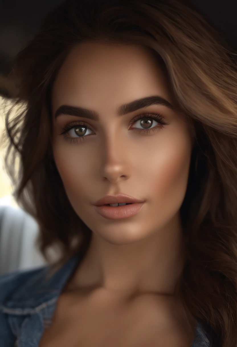 (realista,Altas Resoluciones,Ultra detallado)20-year-old girl with beautiful brown hair and a fit body, (realista)expresar emociones de sorpresa e incomodidad, (realista)Usar atuendo casual, ser acosado por un joven con canas (realista)Detailed public transport,(realista)expresar emociones negativas, (vivid colors)Ambiente muy iluminado, (realista)Detailed facial features, incluyendo ojos expresivos, nariz, y labios, (fotorrealista)capturing the girl's long eyelashes and expressive eyebrows.