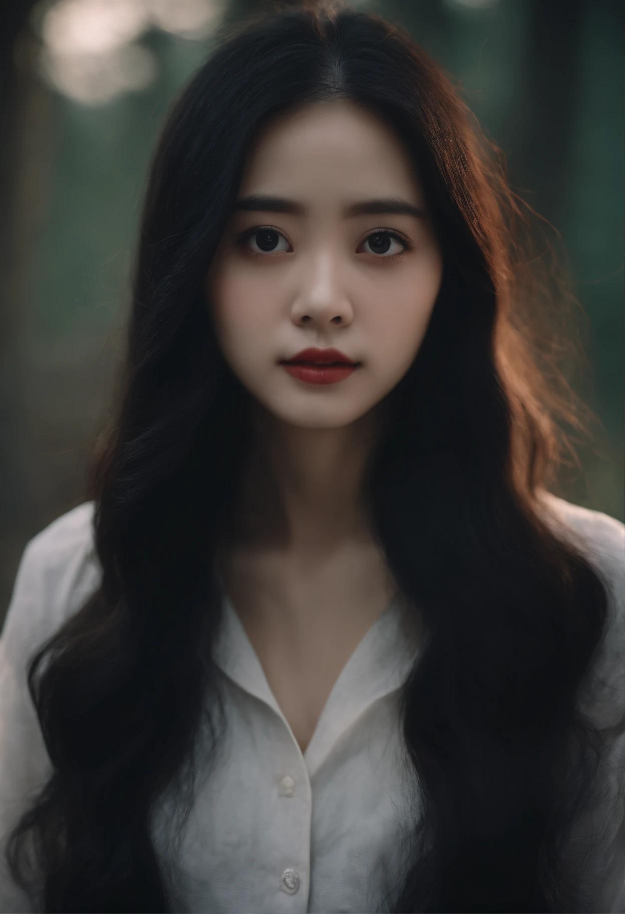 Long black hair、Girl with big eyes，Like Lin Xinru