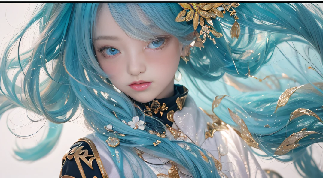 cyan colors,blue colors,enamel,The world of onyx,Blood Girl 32K(tmasterpiece,k hd,Aoyama Pond,hyper HD,32K)Long flowing bright blue hair,blood pond,zydink, a color,Grumpy (Post-halo), (Linen scarf), Combat posture, looking at the ground, long whitr hair, Floating bright blue, Fire cloud pattern gold tiara, Chinese long-sleeved gold silk burgundy garment, (Abstract metaverse splash:1.2), white backgrounid,Peony flower vitality protector(realisticlying:1.4),Bright purple hair,Smoke on the road,The background is pure, A high resolution, the detail, RAW photogr, Sharp Re, Nikon D850 Film Stock Photo by Jefferies Lee 4 Kodak Portra 400 Camera F1.6 shots, Rich colors, ultra-realistic vivid textures, Dramatic lighting, Unreal Engine Art Station Trend, cinestir 800,A girl with long flowing bright blue hair,Huge colorful bubbles
