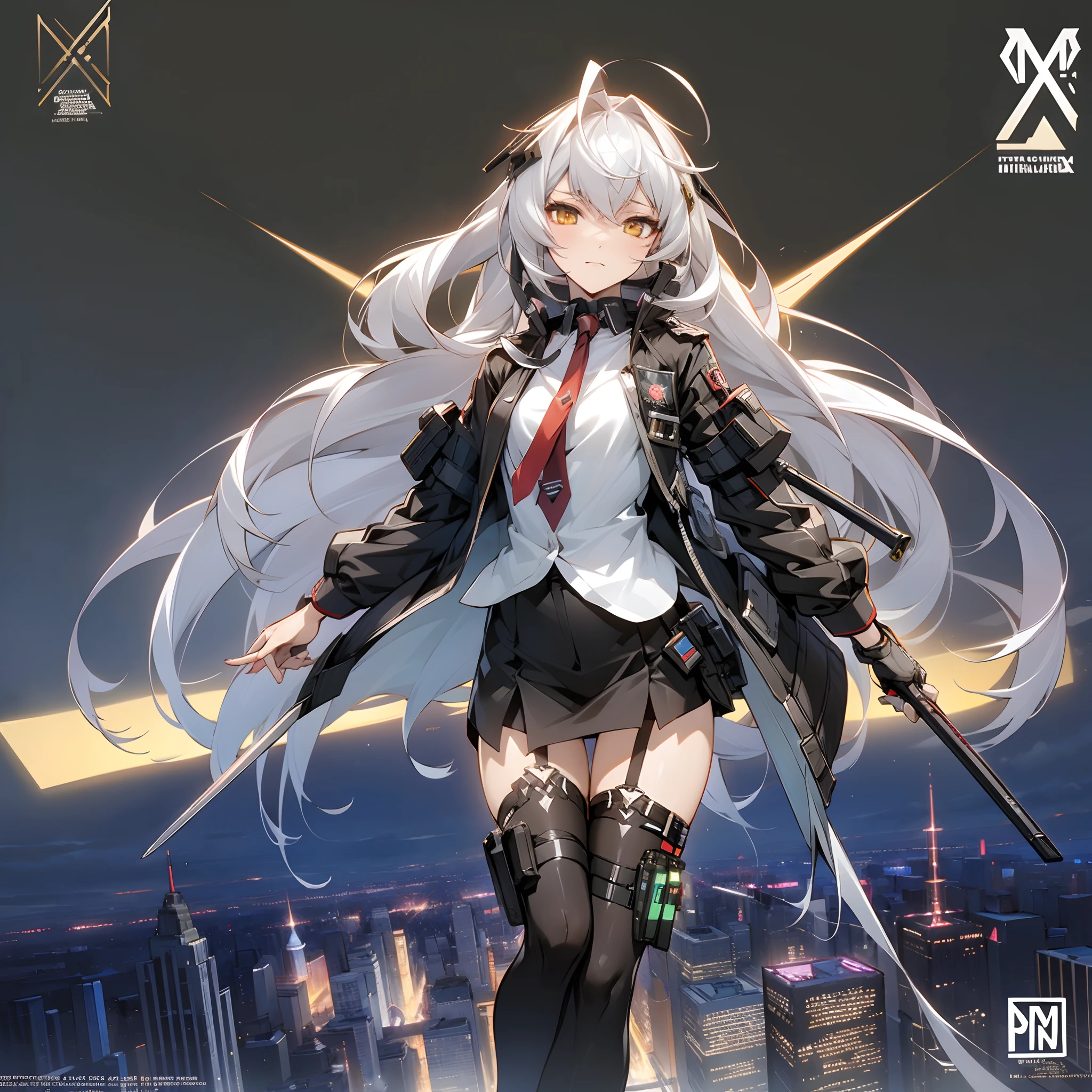 Anime girl with white hair and black stockings holding gun, Best anime 4k konachan wallpaper, From the Azur Lane video game, Azur Lane Style, Kantai Collection Style, Nightcore, White-haired God, Azur Lane Characters, Kantai Collection Arcade, Kantai Collection, Danganronpa digital art, From Girls Frontline