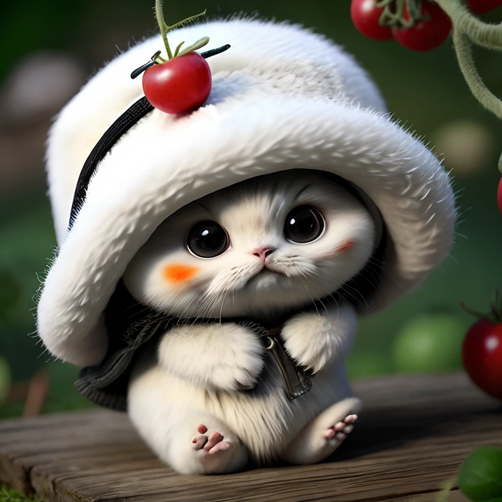 : 3。catss、Real kei、Black and white hairy、Animals in clothes、apple、catss、teak、cherry、food、fruit、full body Esbian、Hats、non-human、、tomatoes、watermelons