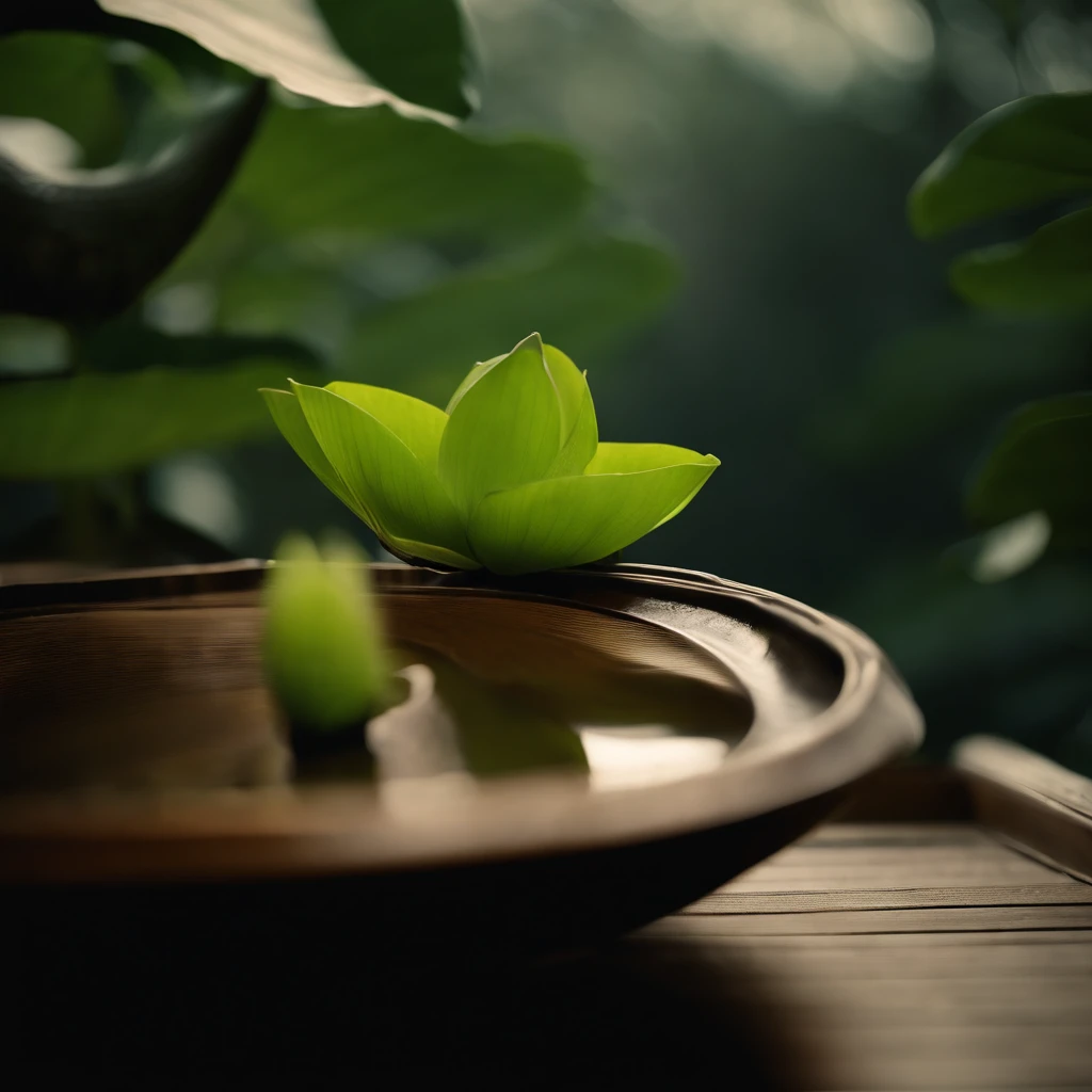 （zen feeling）, Bergamot, lotus flower, Lotus leaf, censer, waterface, corrugation