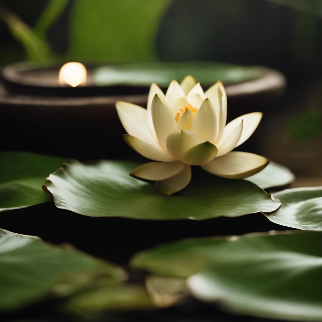 （zen feeling）, Bergamot, lotus flower, Lotus leaf, censer, waterface, corrugation