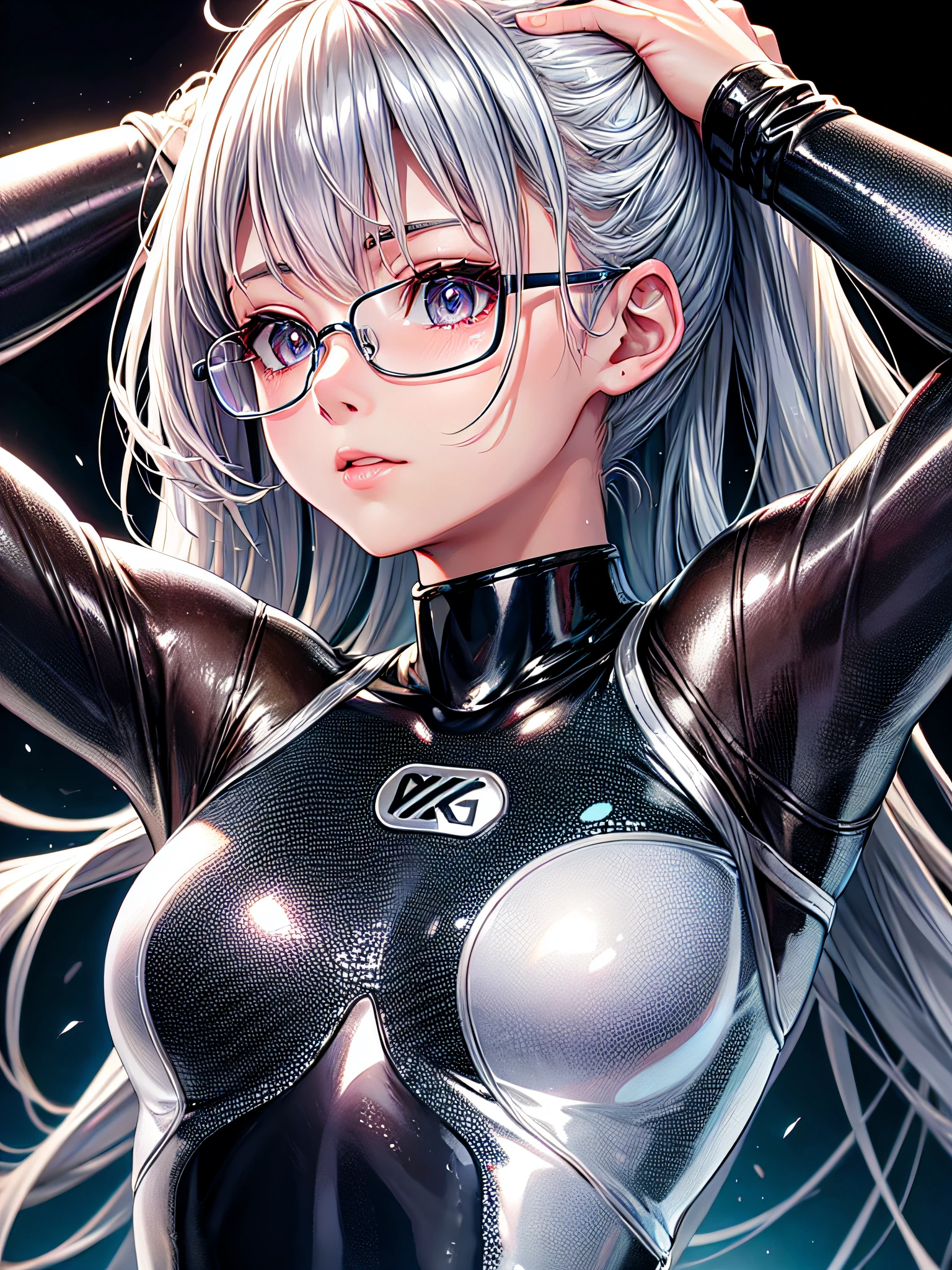 nsfw, ((best qualtiy)), ((tmasterpiece)), (the detail:1.4),Official art, unity 8k wallpaper, ultra detailed, beautiful, masterpiece, best quality, RAW, masterpiece, super fine photo,ULTRA-SHARP, best quality, super high Resolution, photorealistic, sunlight, full body portrait, stunningly beautiful,dynamic pose, delicate face, she is wearing mechanical futuristic white see-through combat bodysuit with white belt bondage,abdomen,nipples,glasses,masturbation,she is looking viewer,straddling,Kneeling,lean on back,Highly detailed night-city background, detailed face, detailed complex busy background, high detailed skin, realistic skin details, visible pores, sharp focus, volumetric fog, 8k uhd, dslr camera, High quality, film grain, fair skin, photorealism,sprawling metropolis in a futuristic,hashful FACe