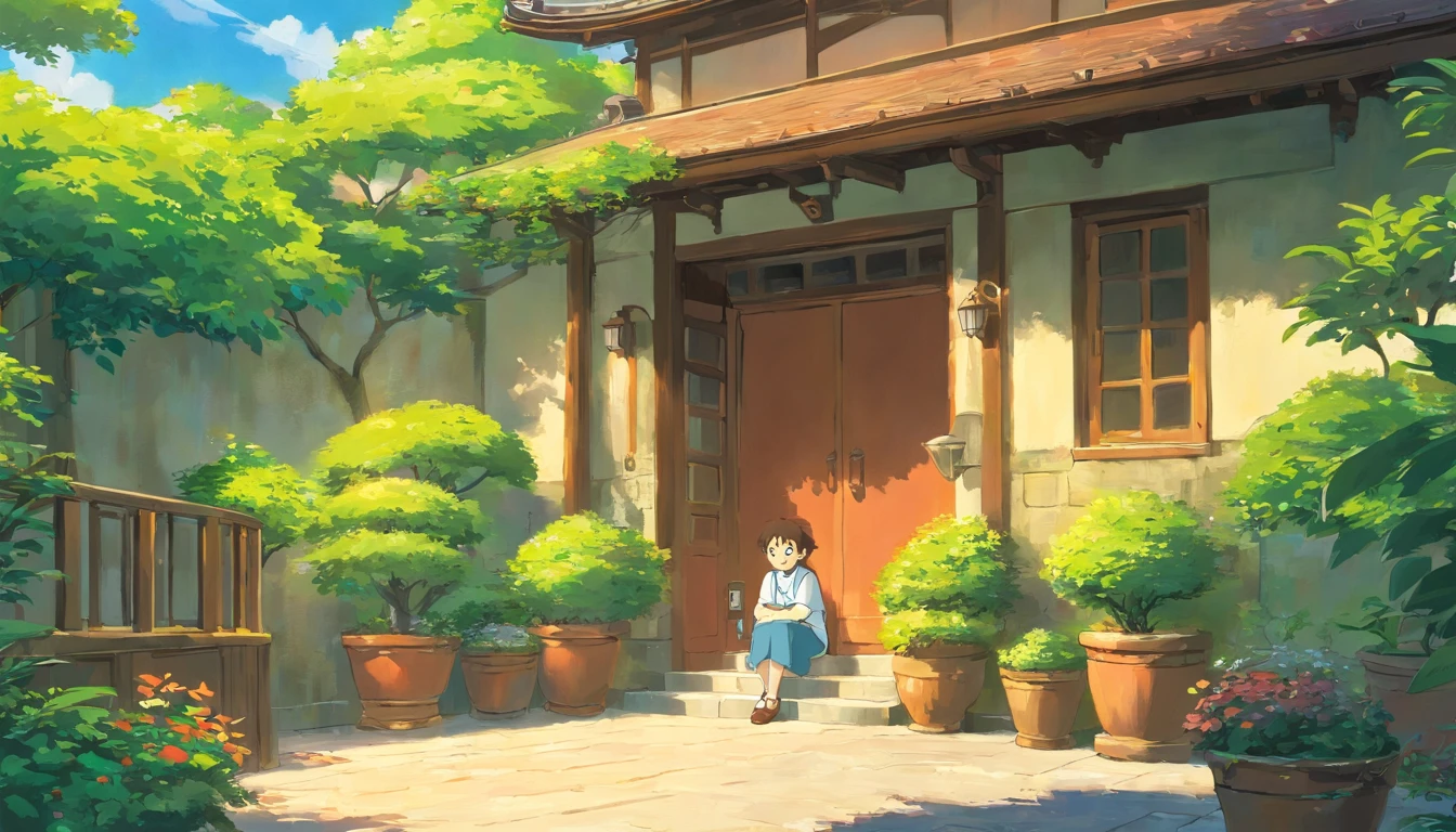 My cousin and I sat in the courtyard at home，My cousin lied to me