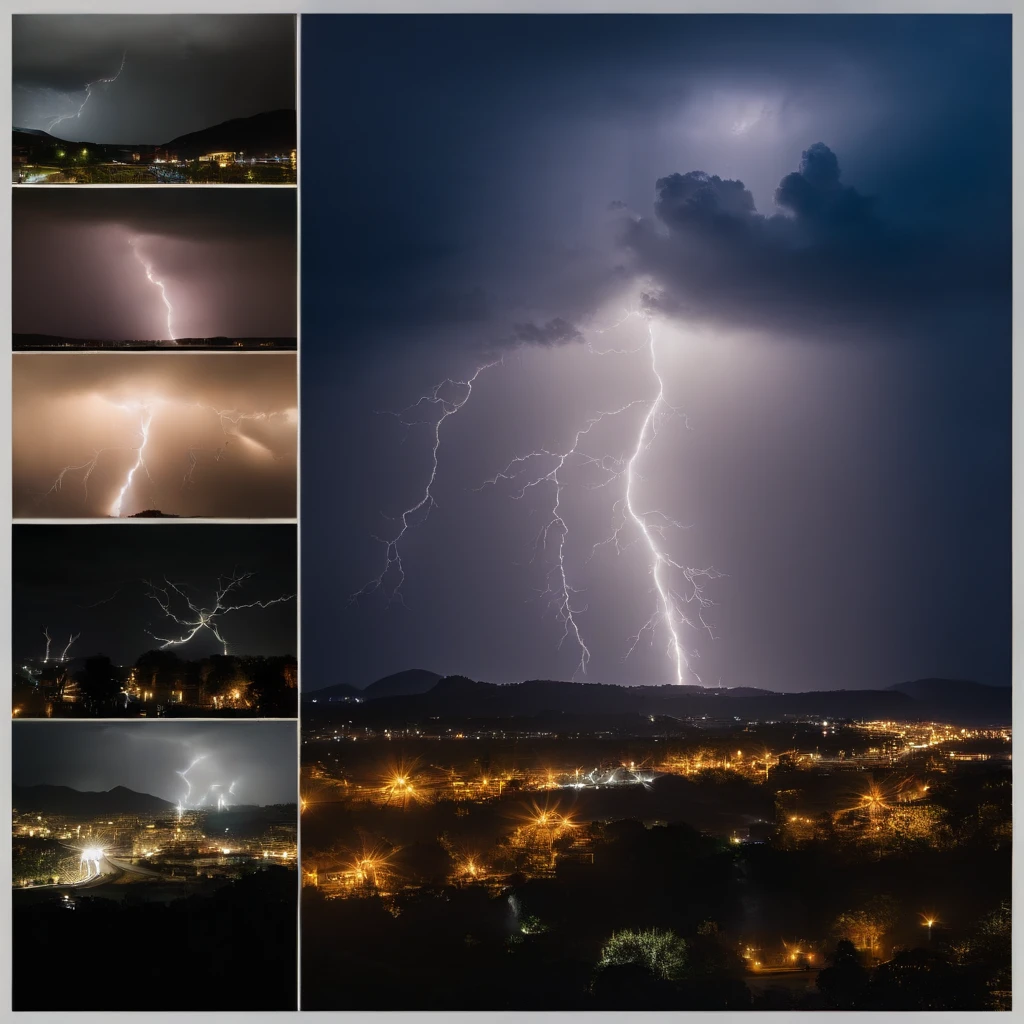 Master Parts、Superior Quality、superior image quality、The 8k quality、Beautiful photos of lightning:1.9、magnifica、Pyramids:1.9、(((Dramatic Lightning:1.9))), Blue lightning:1.9