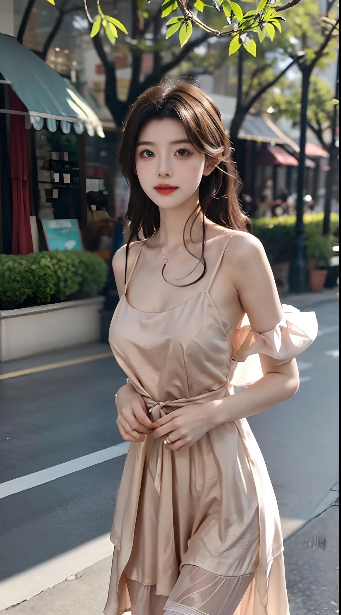 Sweet girl dress2,dress, fashi-girl. red lips, mature female, makeup, ((Random shooting angles)), (best quality, masterpiece:1.2), ultra-detailed, (realistic:1.37), beautiful, youthful, glamorous model with (detailed eyes, detailed lips, extremely detailed eyes), with white and floral colors, showcasing a radiant smile, slender figure, long legs, creating a breathtaking depiction of a girl enjoying the sunshine, Outdoor sports, the beach, on the pier, Warm tones, extremely high color saturation, official art, extremely detailed CG unified 8k wallpaper,(High dynamic range :1.4), (cinematic),(soft colors, dull colors, soothing tones :1.3), (natural skin texture, ultra-realistic, soft light, sharp),(very detailed), Evening, autumn, autumn maple leaves, professional lighting, leaning against the guardrail, looking into the distance