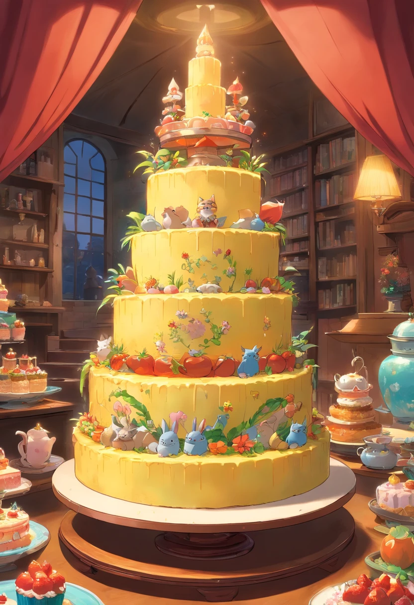tmasterpiece,best qualityer,A very large cake,There is a gift box,There are no characters