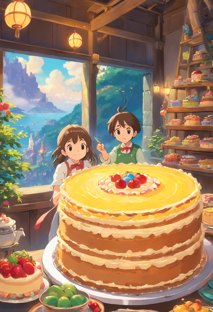 tmasterpiece,best qualityer,A very large cake,There is a gift box,There are no characters
