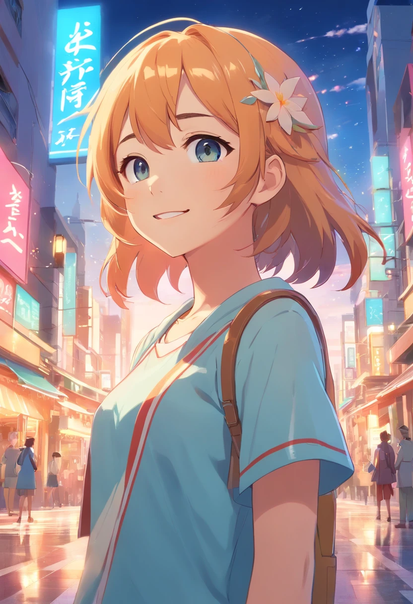 Chica con cabello de colores brillantes, Grandes ojos brillantes, Y una linda sonrisa, Usar atuendos elegantes, Stand in dynamic poses; Renderizado en 3D con efecto cel-shading, Capturando la esencia del estilo anime; Surrounded by a colorful fantasy world filled with whimsical creatures and magical elements; (La mejor calidad,high resolusion), ultra detallado y (physically based representation), En colores vivos y vivos; Surrounded by soft, warm studio lighting, creating a dreamy atmosphere. Cara realista kawaii