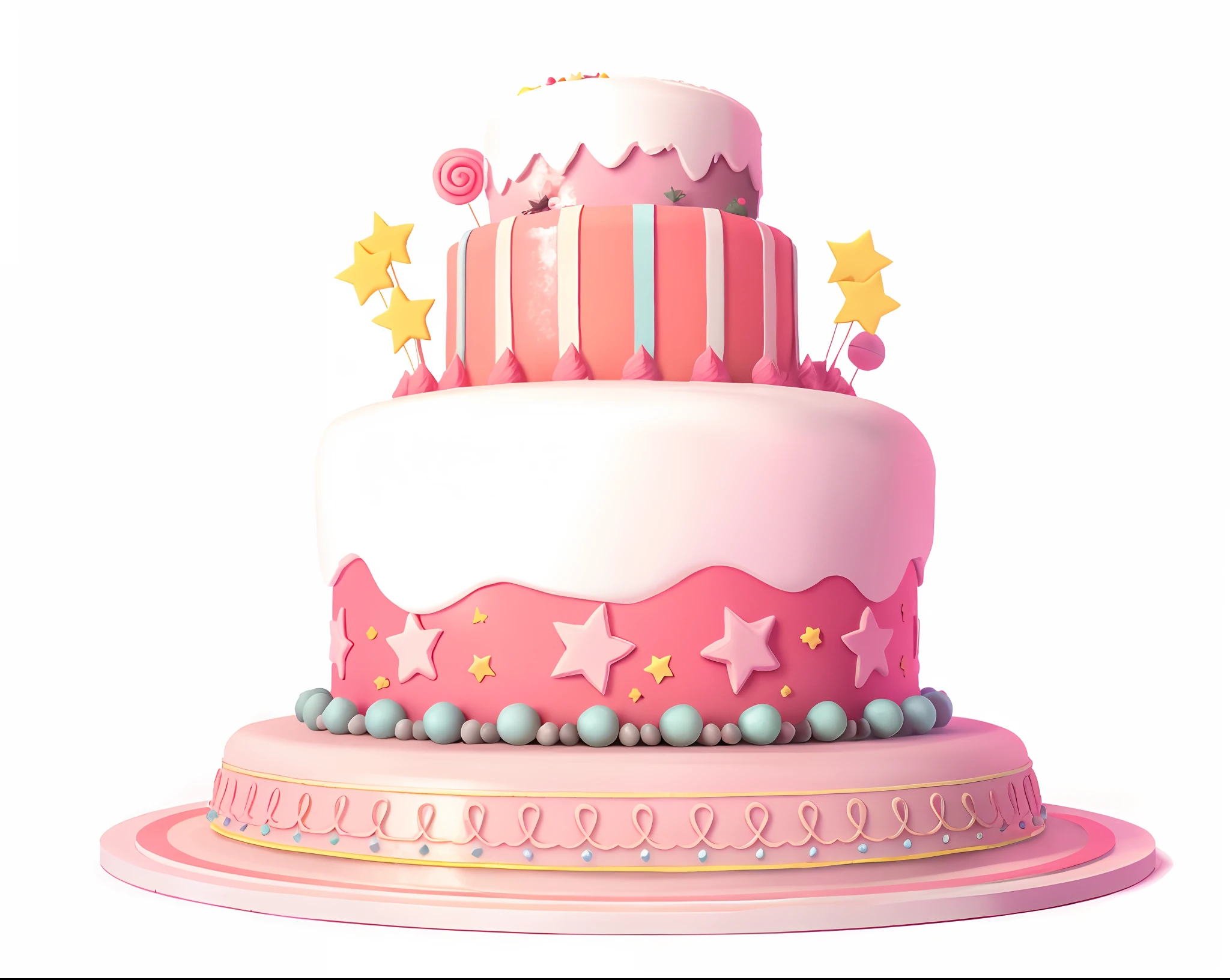 White background，There was a big cake