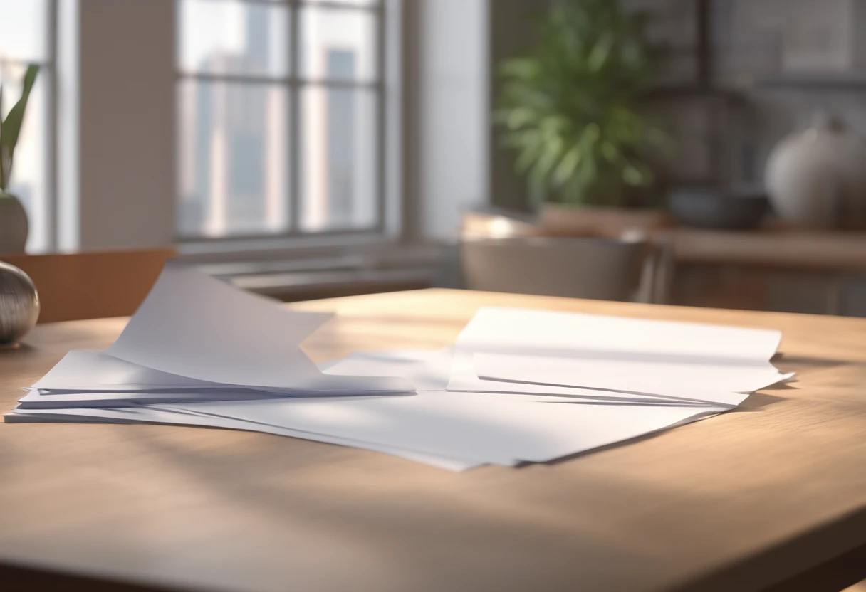 A blank sheet of paper on an empty table overlooks a close-up