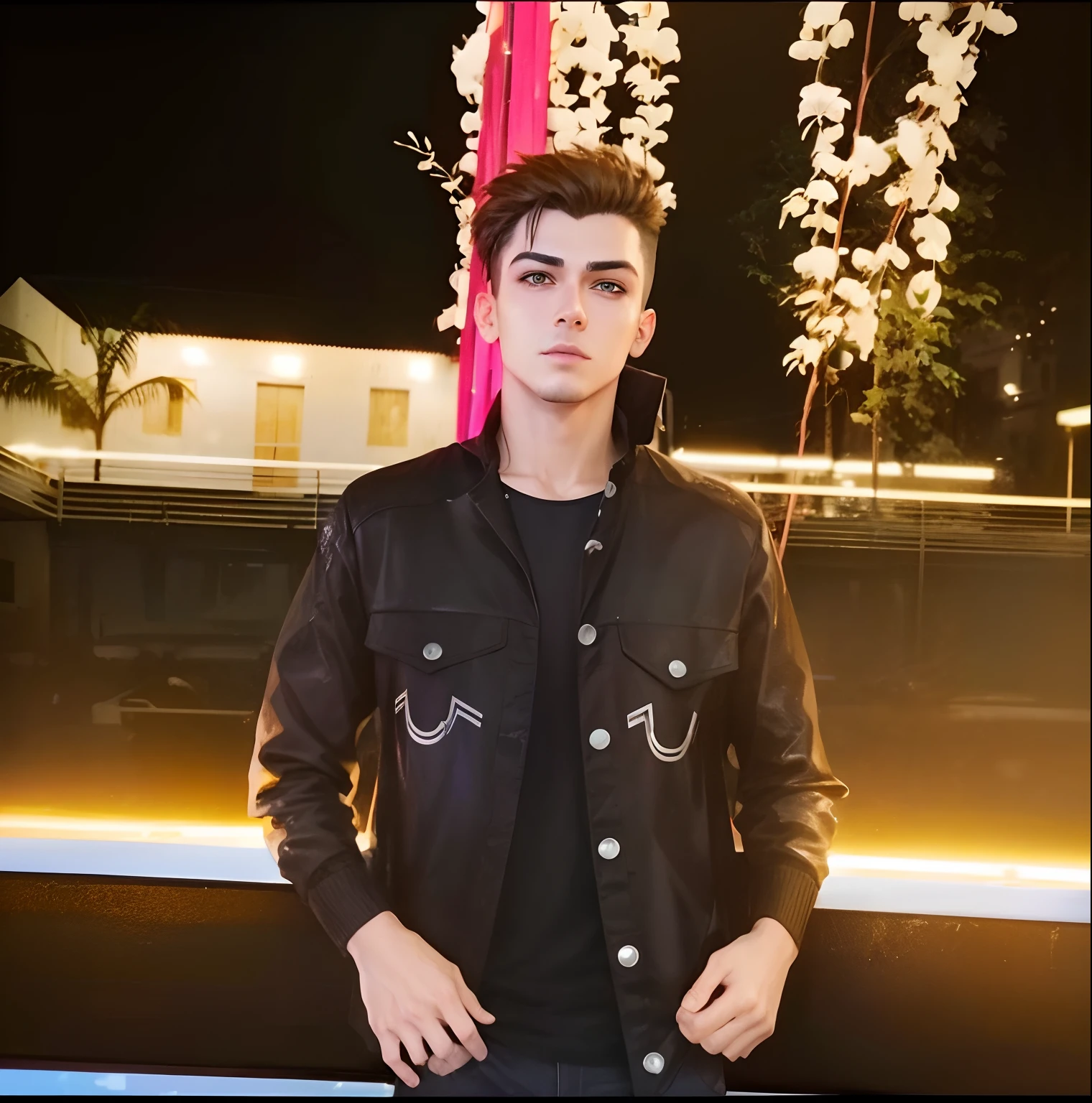 Change background cyberpunk handsome boy.realistic .4k.ultra realistic.