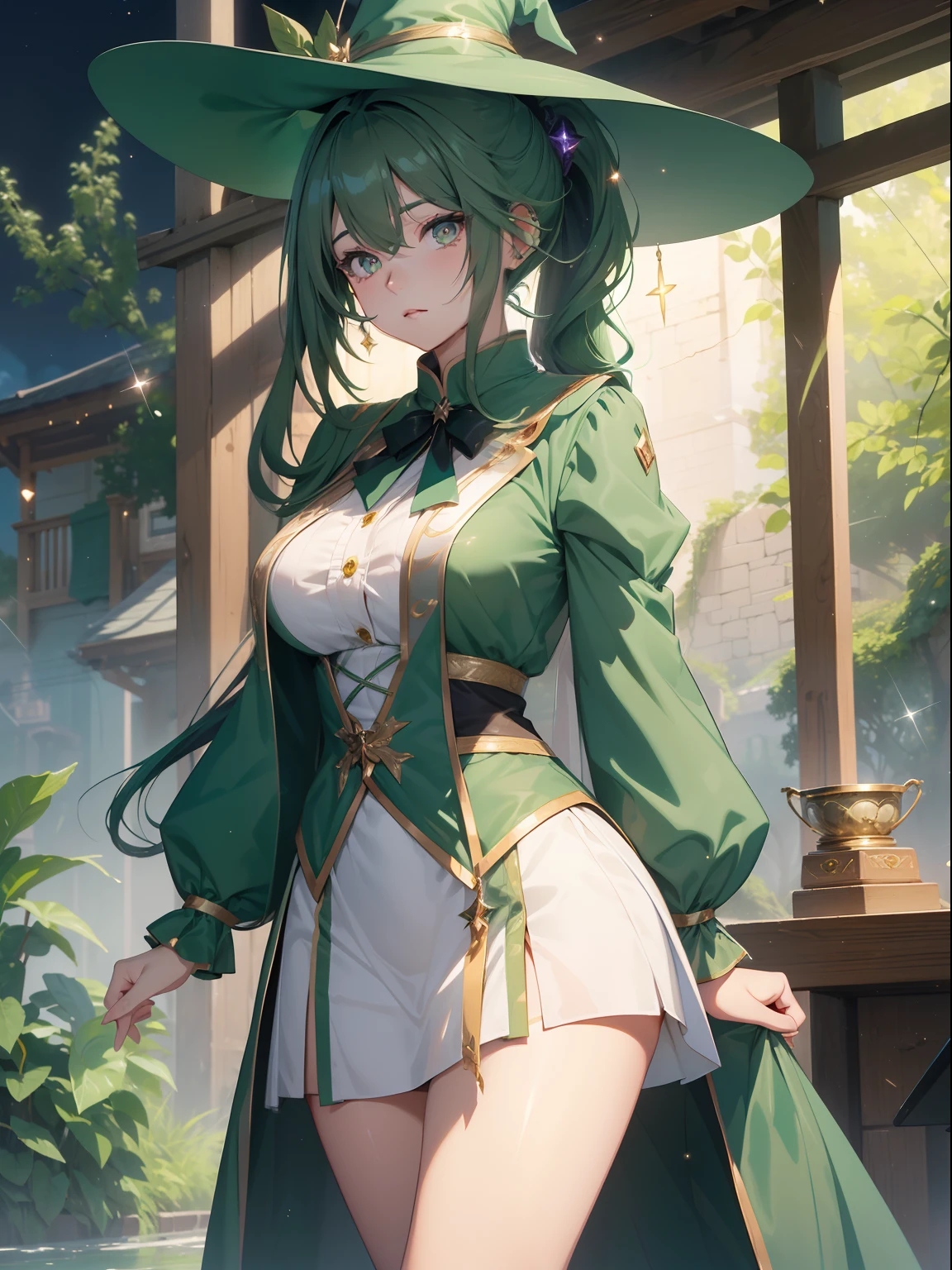 ((1 mulher Frankenstein, pele verde e cinza)),((Blusa rasgada, Roupas rasgadas))),((huge breasts, seios nus, buceta nua, buceta muito peluda)),((Cabelos castanhos e pretos, duas cores)),((1 olho cinza, 1 olho roxo, Hopeless face)),((Standing, Em uma floresta assombrada, at night)),((1 arm behind the back)),