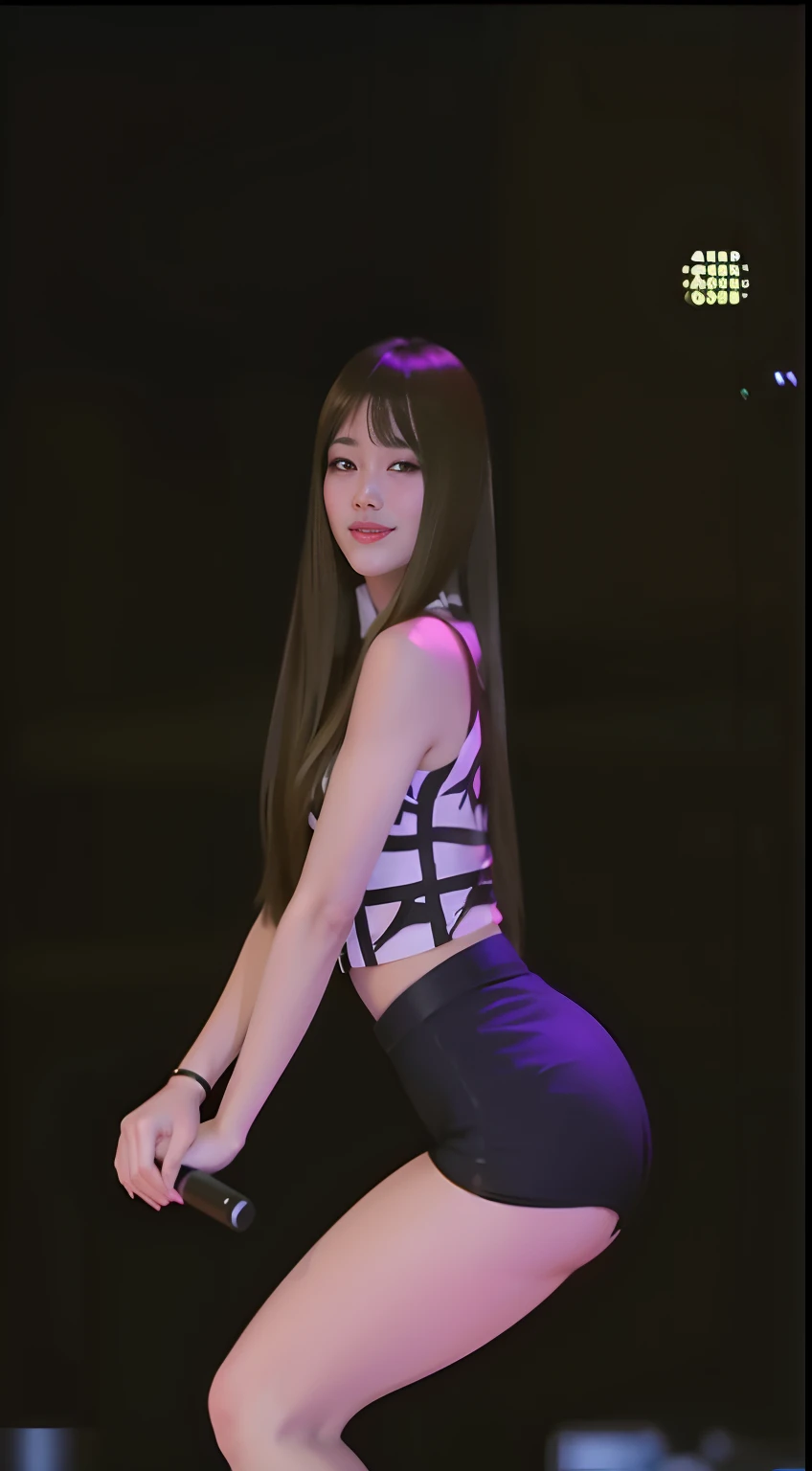 araffe asian girl in a short and a black top, exid hani