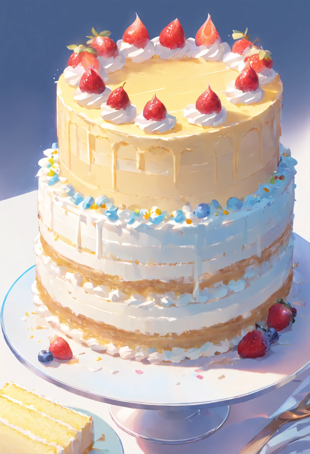 White background,A big cream cake