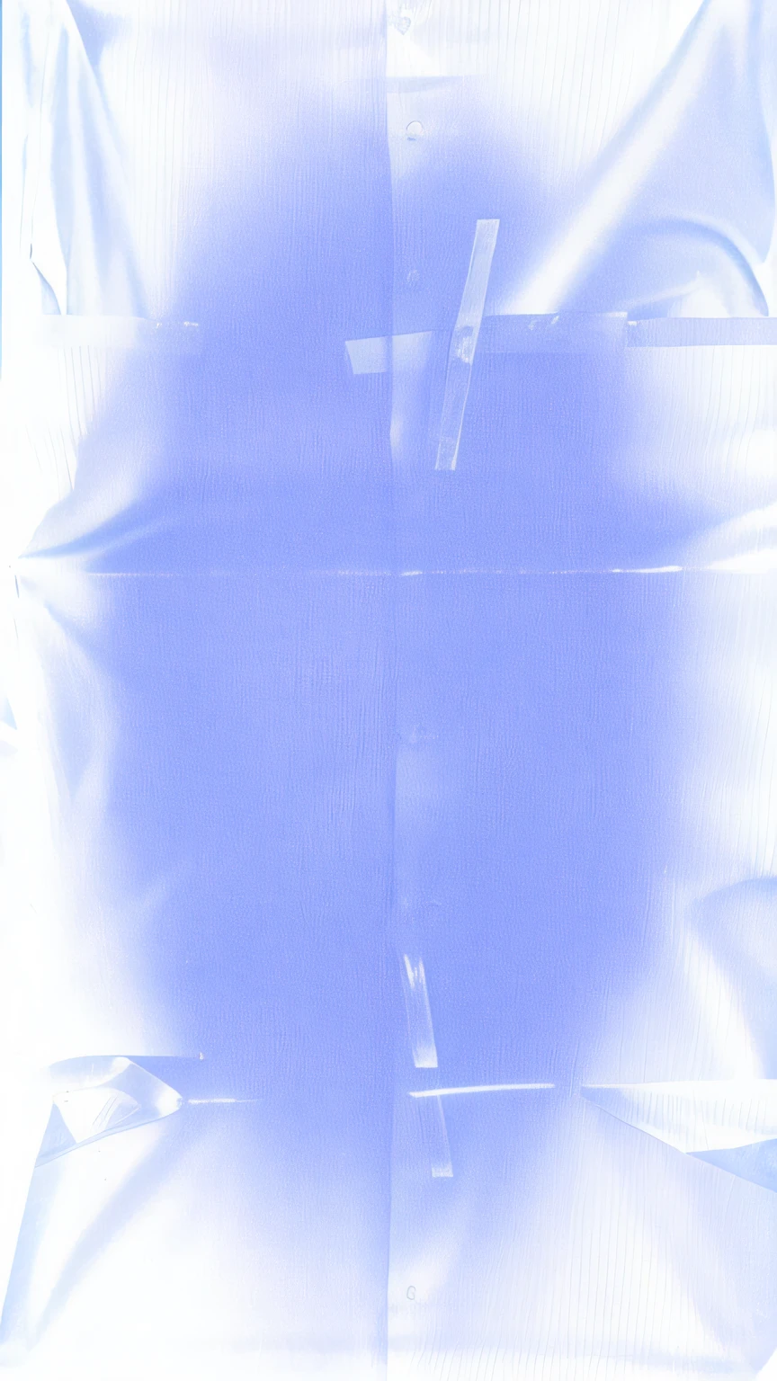 There is a blue picture of a man in a suit, translucent sss xray, blue tint expired film, translucent sss, pale blue backlight, Translucent material, daniel richter, soft opalescent membranes, Neil Ross, yoshinari yoh, Rainbow fabric, soft blue light, andi rusu, author:Robert ????