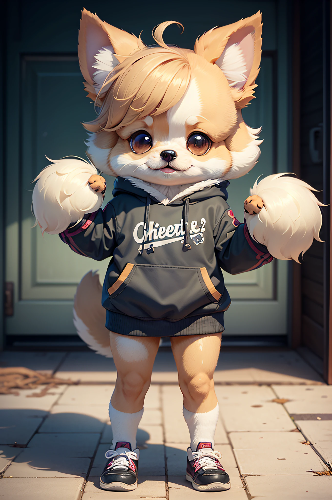 C4tt4stic, Cheergirl Cartoon、Dog breed Chihuahua、a smile