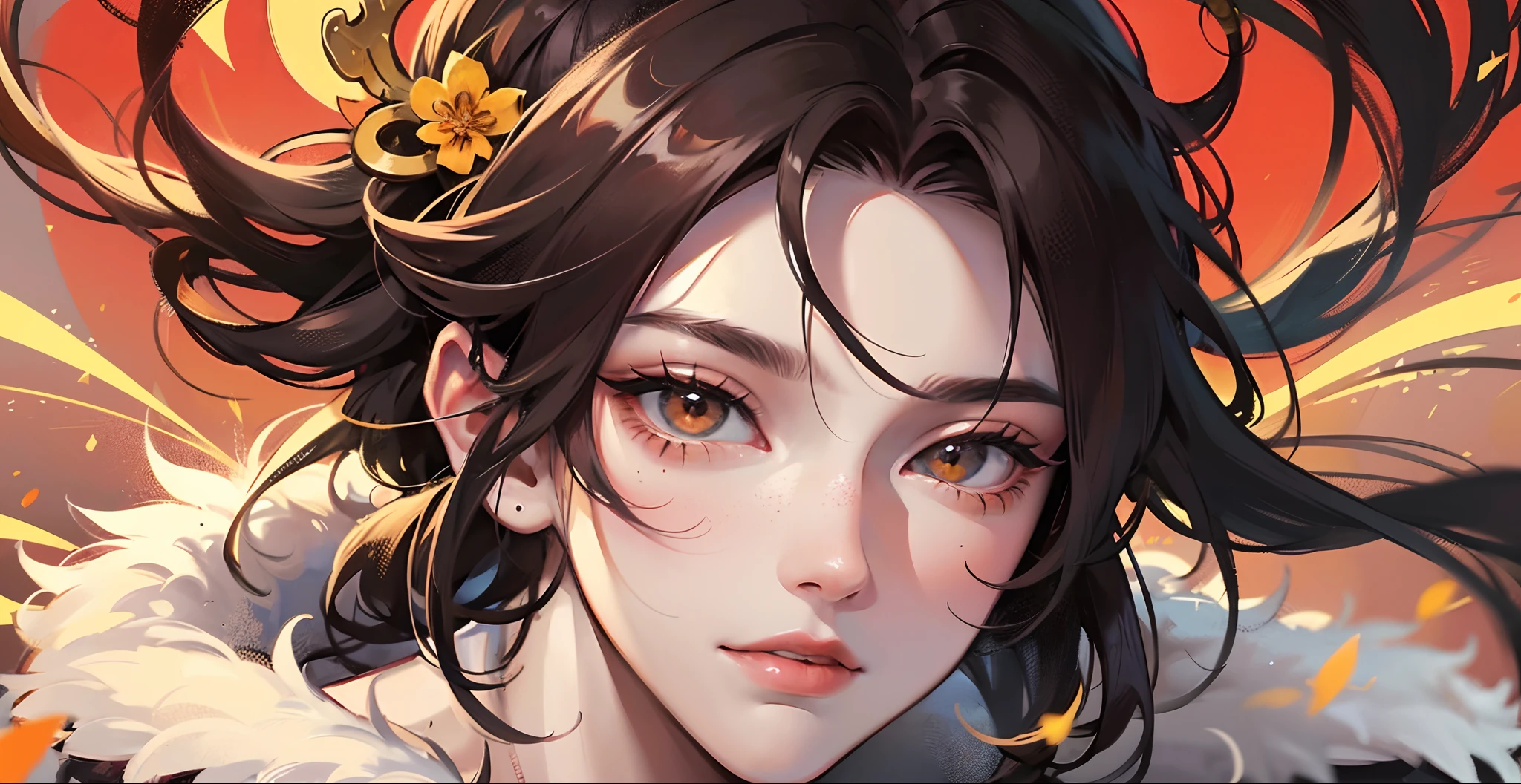 (((masterpiece))), (((highest quality: 1.4))), ((Super Detail: 1.4)) ,Gorgeous exotic features, Amber neon eyes:1.5, Orange Hair, Highly detailed facial features, Detailed Texture, Blue skin tone, Tattoo, Natural Skin Shader, Volumetric, Warm shades beneath her skin, Ultra-high resolution，(panties)，(((Large Breasts，Small waist)))，Upper Body，tall