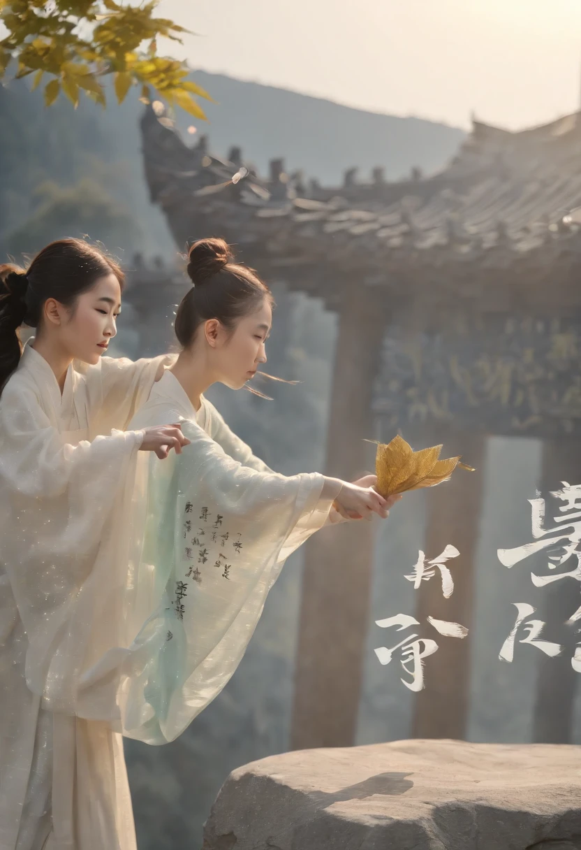 1boys,Young scholars of ancient China,Holding a golden brush,Writing is in full swing,(Transparent glowing kanji hovering in midair:2),(Plain text background:2),Vertical text,glittery,Scholar in blue robes,Long flowing hair flutters in the wind,16k, hyper HD, high resolution, Very detailed, Best image quality,dynamicposes,(20 columns of Chinese characters:2),arranged in an orderly fashion