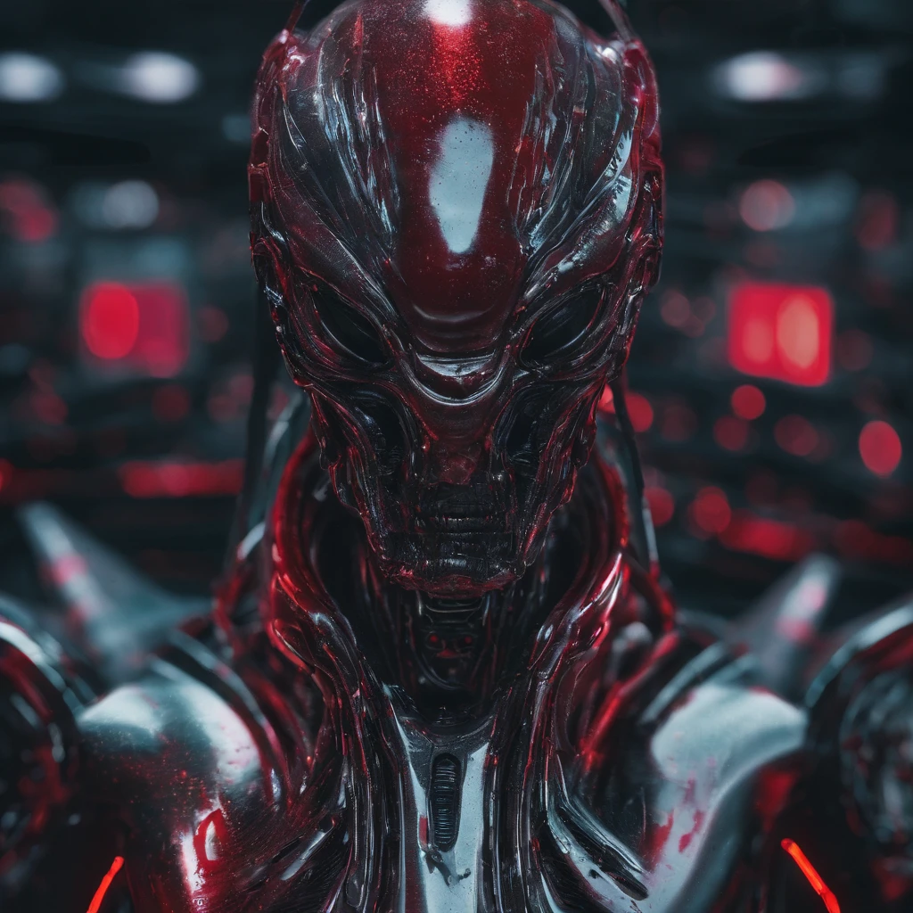 Transparent ethereal alien creatures,Glowing red,Glow effects,the night,中景 the scene is,Full body like, highly detailed surreal vfx,oc rendered,Shot with 70 mm - AR 16:9 --q 2 --s 1000