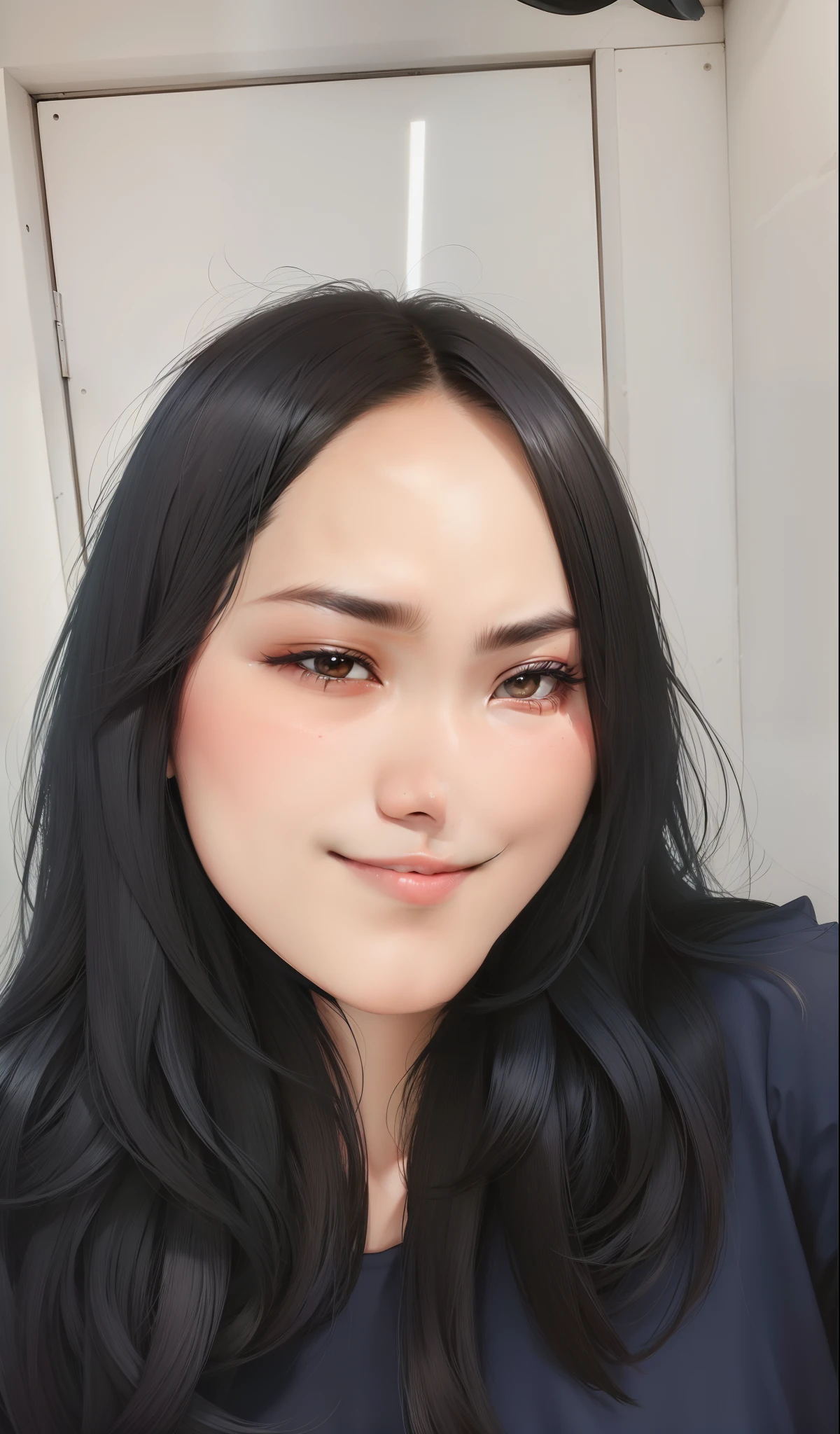 Rambut hitam mulus lembut rapih, baju hitam