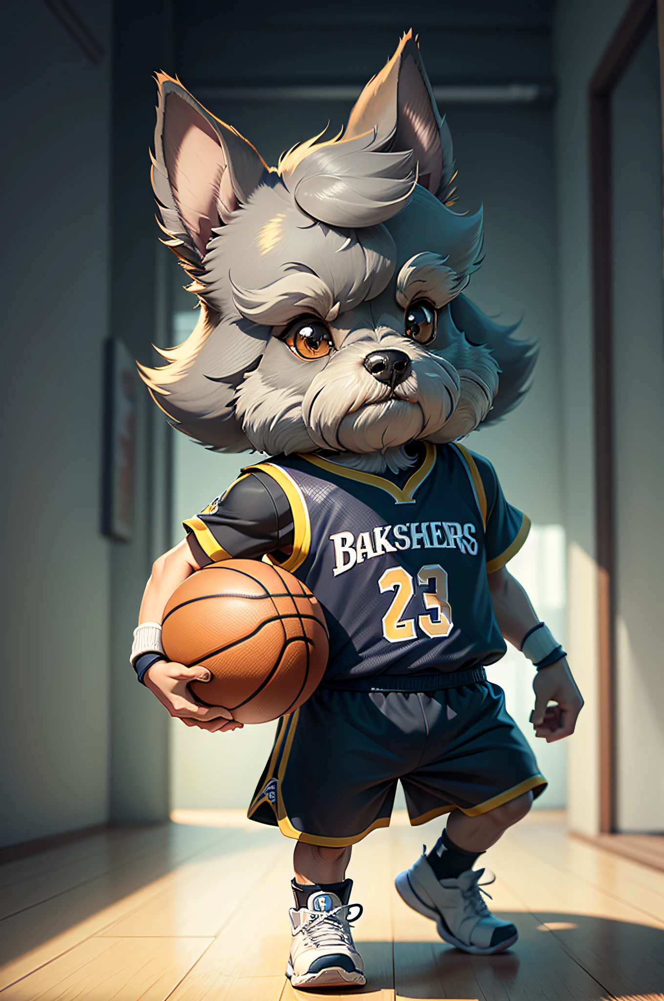 C4tt4stic, Cartoon of basketball player uniform、Miniature Schnauzer