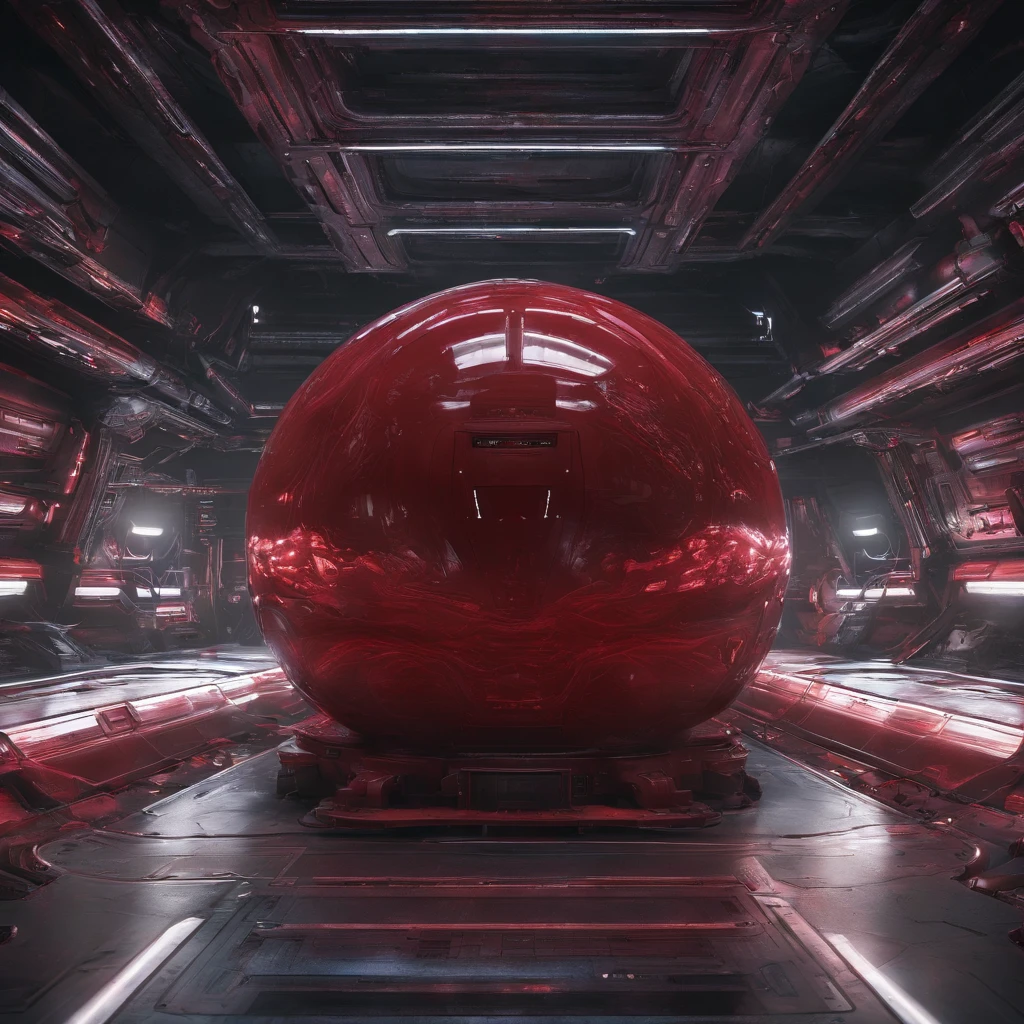 A huge red irregular sphere，Wrapped in flesh and blood, Troubled quality, Chiaroscuro, filmgrain, chromatic aberration abuse, shadowing, first person perspective, hyper HD, High details, hyper HD, Super detail, High details, Best quality