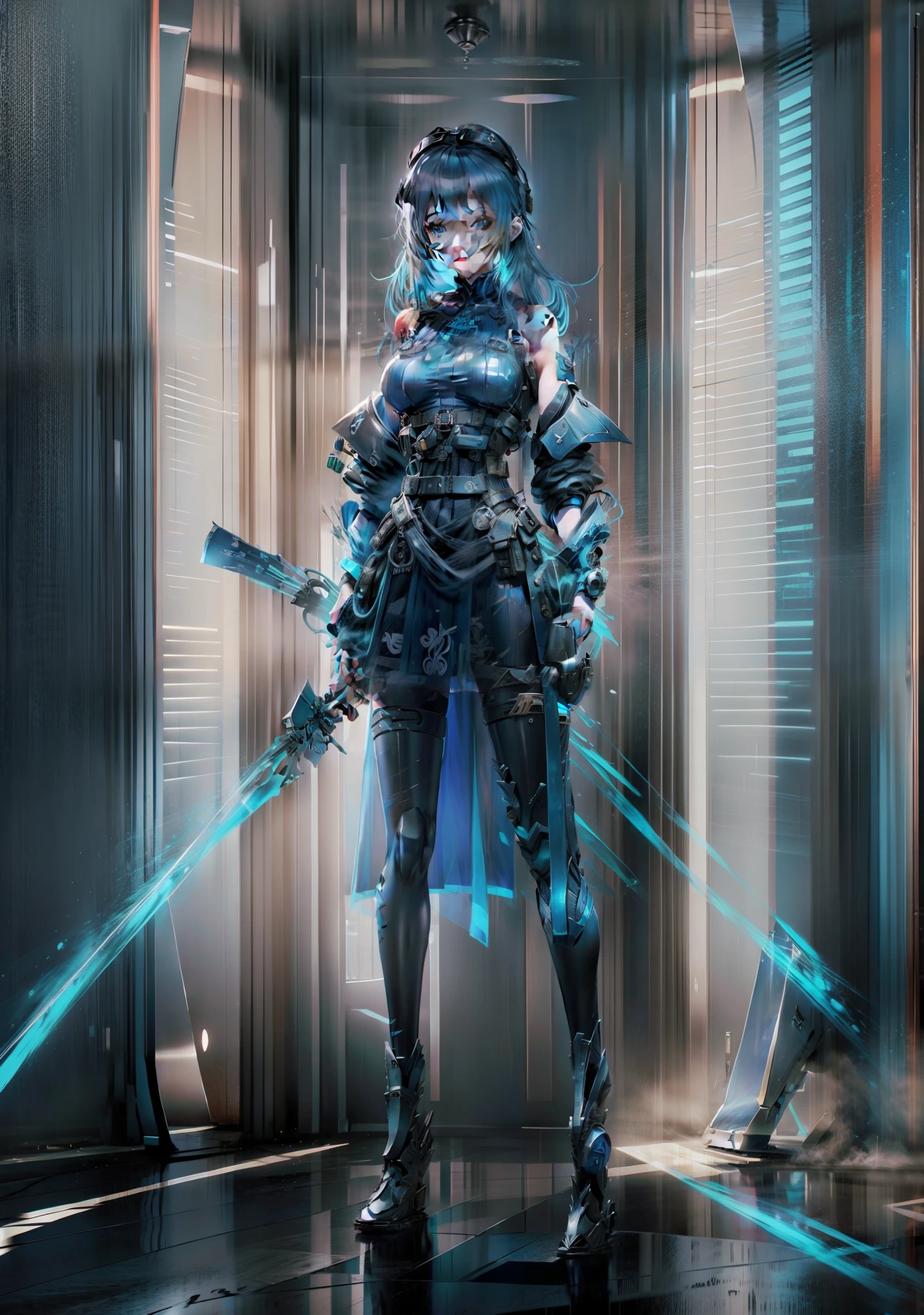 blue hair,hentail realism, shadowing,,character sheets, reference sheet, Standing painting, 8K, Super detail, 1080p, Women's HD,femele, 16k, A high resolution, Best quality, High quality, Anatomically correct, Masterpiece, ccurate, hyper HD,As graceful as a swan,unreal-engine, Ghibli-like colors, anime big breast, Standing painting, angle of view,battle armor,ssee-through,Lace skirt