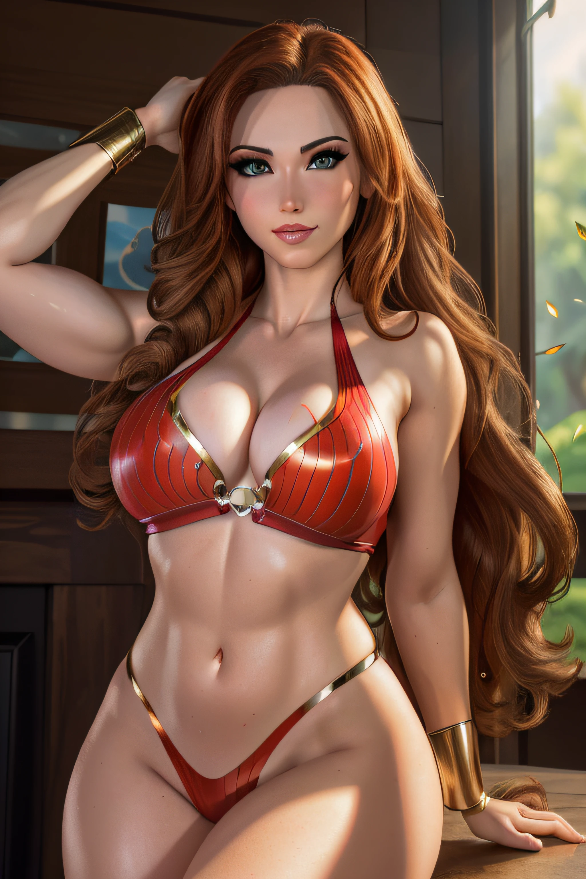 (best quality,4k,8k,highres,masterpiece:1.2),ultra-detailed,(realistic,photorealistic,photo-realistic:1.37),portraits,sexy superheroine,artgerm,realism,glistening skin,cartooncore,mangacore,natural lighting,defined full lips,feminine body