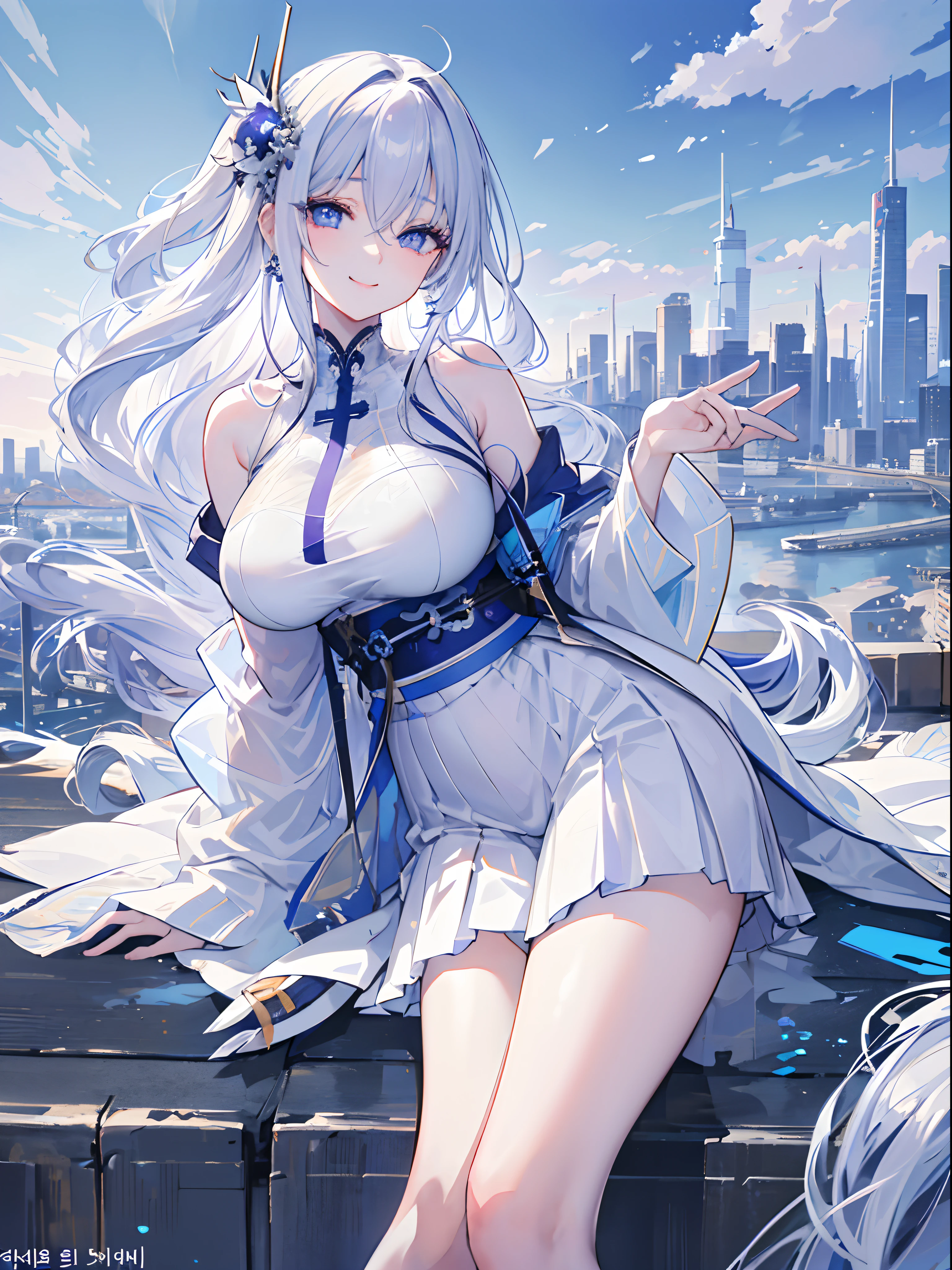 {solo person},A beautyful girl,Shoulder-length hair with bruises,maidennurse,mature,Tall,Breast purification,A4 waist,Cocked buttocks,Long legs,Ann-chan type,Soft on the outside and the inside,gentleness,Quiet,{{Cyanosis wave head}},beast ear,{There are horse ears on the head},Golden eyes,{slanted bangs},{Wear a star hair card},{ssmile},Boo gesture,Put your hand to your mouth,{{Horse Ears}},Horse Racing Girl,{There is a horse's tail on the back},extremely delicately detailed,Fine finger detailing,Blue sailor suit,a black trench coat,Dark blue one-leg pants,Single leg leg ring,black glove,Black leather gloves,Fingerless gloves,Horse Racing Girl_mejiro ardan,Horse Racing Girl_Blue cloud sky,Pisif,Delicate and detailed facial features,{Delicate hair portrayal},Gorgeous light and shadows,The ultimate HD face depiction,4k画质,A masterpiece,Delicate hand description,Clear five fingers,Color,{coloured with lots of colour},Detailed picture,Delicate portrayal of facial features,Delicate hair portrayal,{Delicate eye portrayal}, Detailed eyes and face,Delicate hand portrayal,{Gorgeous light and shadows},Sideslit,Stand on the runway,Stadium Background
