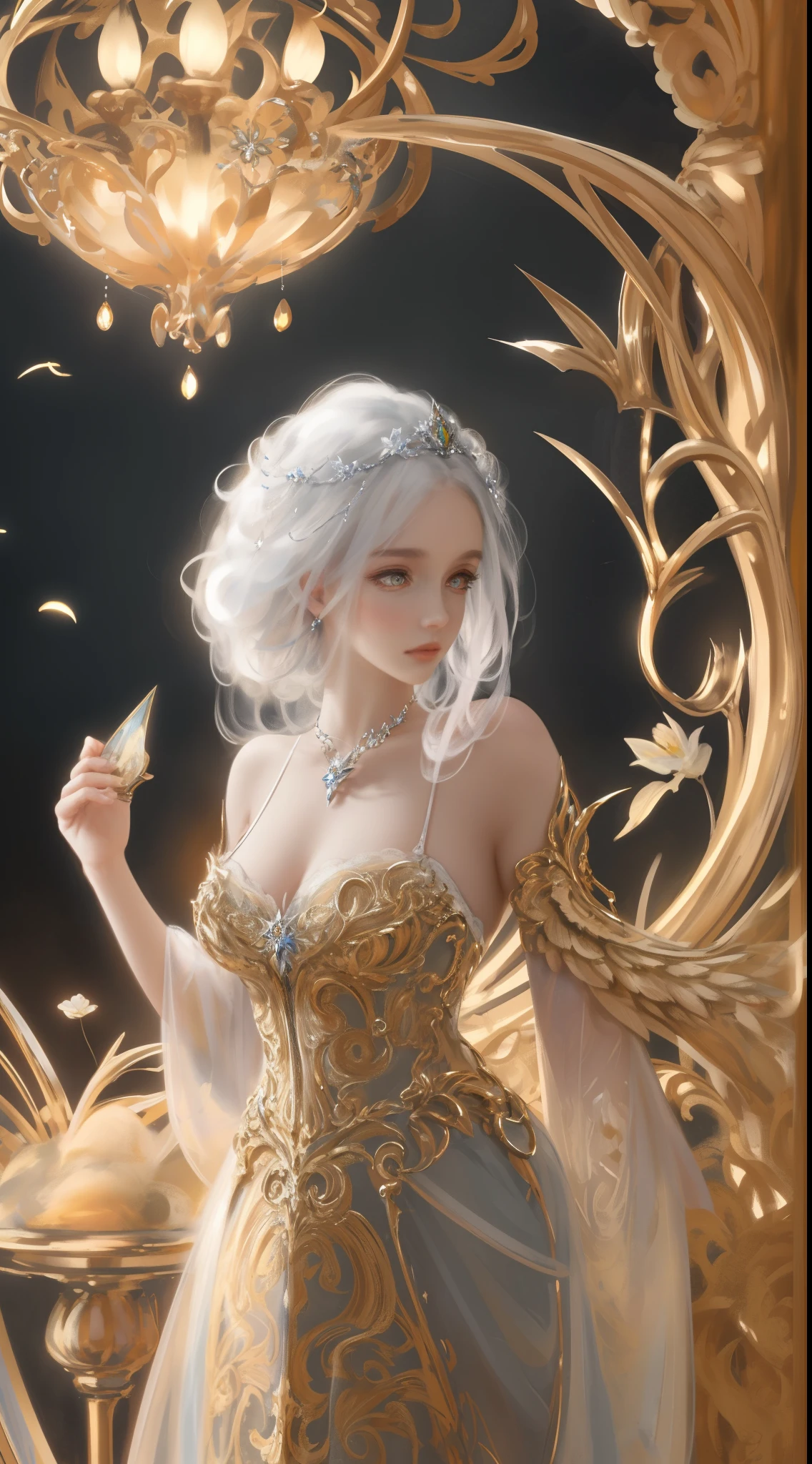 ((gorgeous princess)), (with long flowing white hair), (bright and beautiful eyes), trending on Art Station, flower of hope by Jean-Honor Fragonard, Peter mohrbacher, super detailed, crazy details , stunning sophisticated elite art nouveau ornate liquid wax elegant luxurious greg rutkowski ink style sticker vector art beautiful character design double exposure shot luminous design, winning entry, masterpiece, amoled black background,