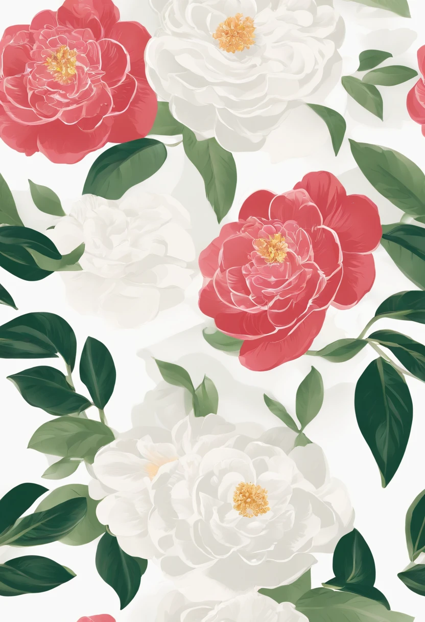 Art graphics, Flat illustration of a camellia flower , highly detailed cleaning, Vector Image, flat white background, vibration, vector,  Realistis