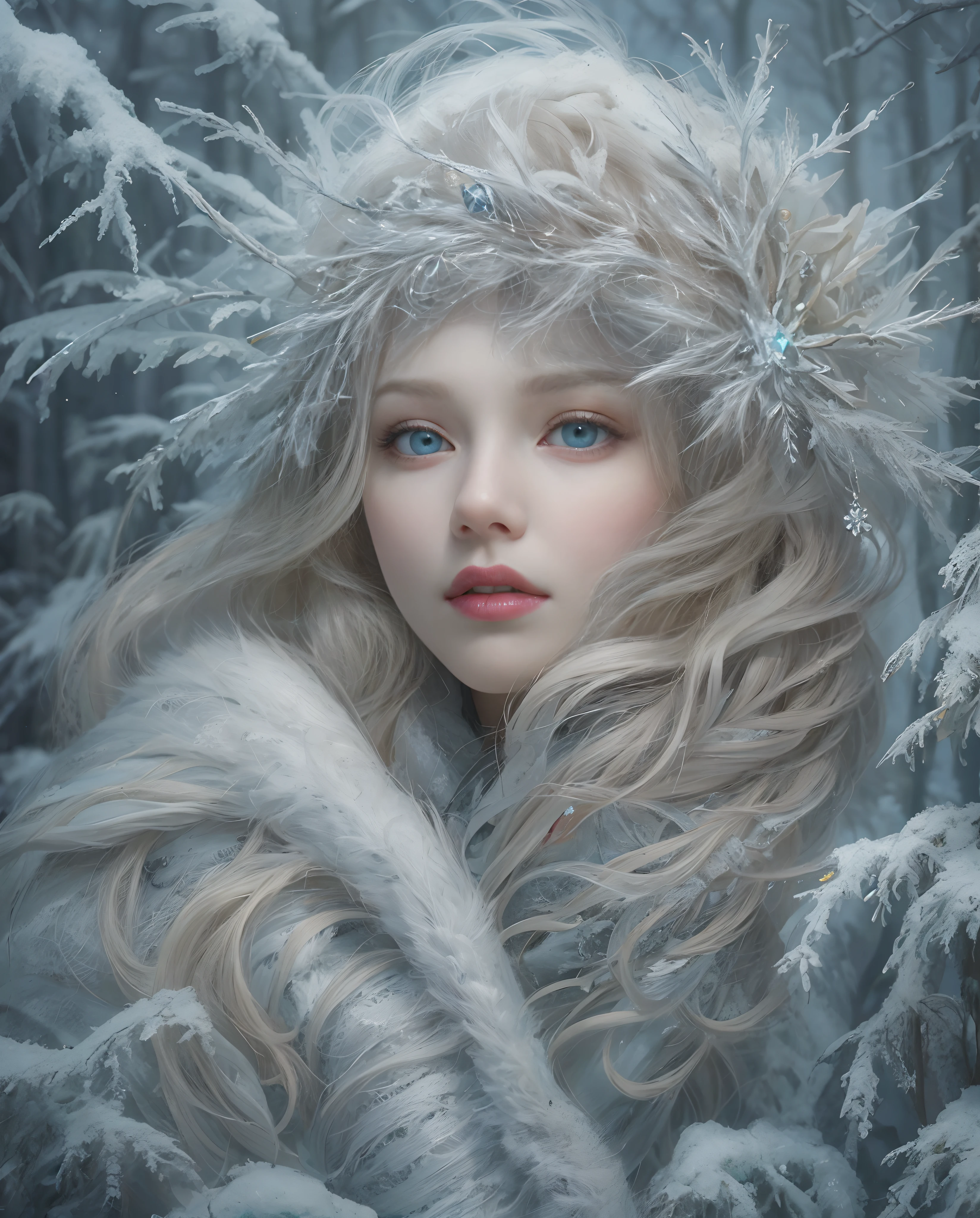 A close up of a woman with long hair wearing a white coat - SeaArt AI